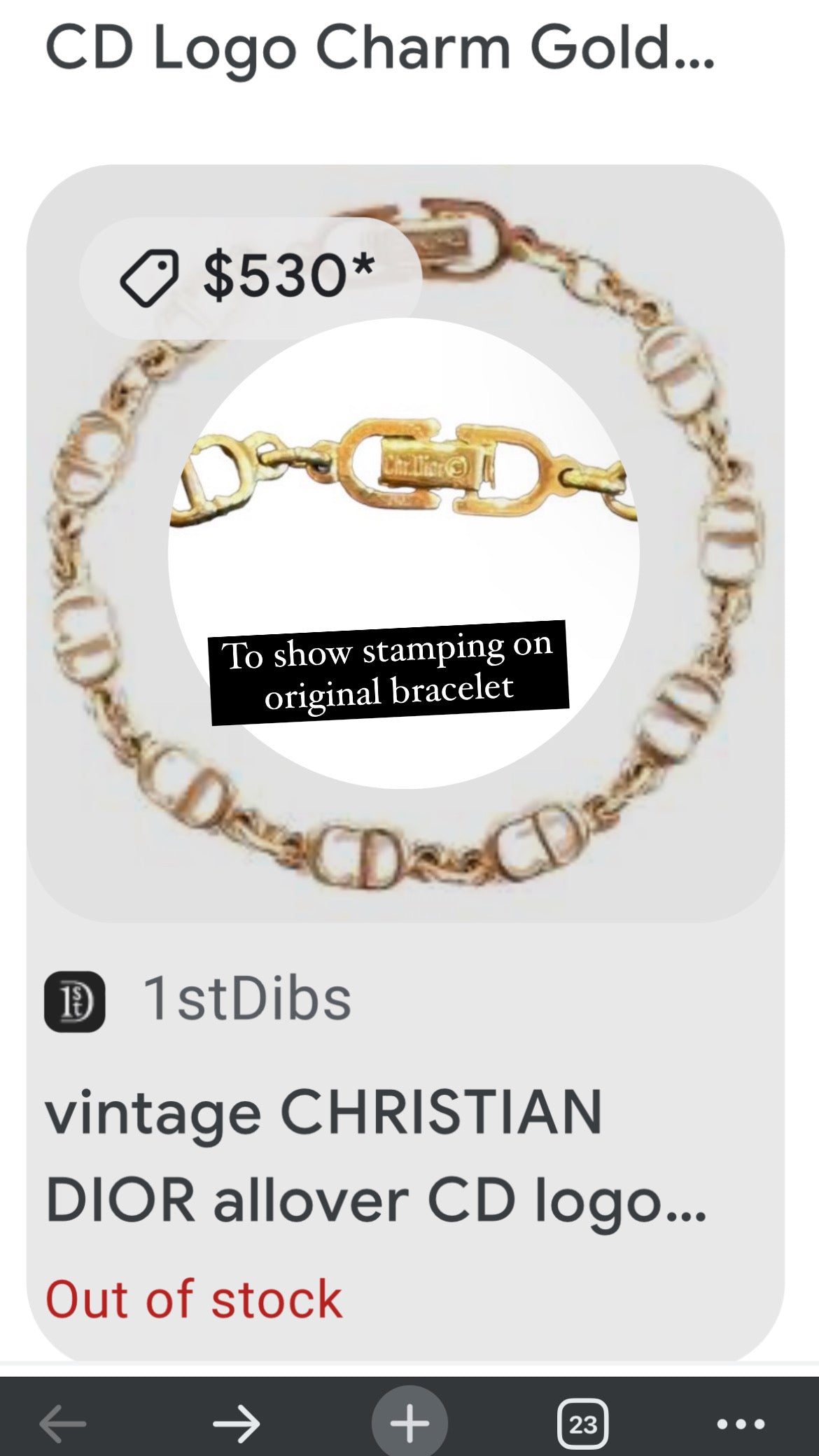 Christian Dior Pearl CD charm necklace