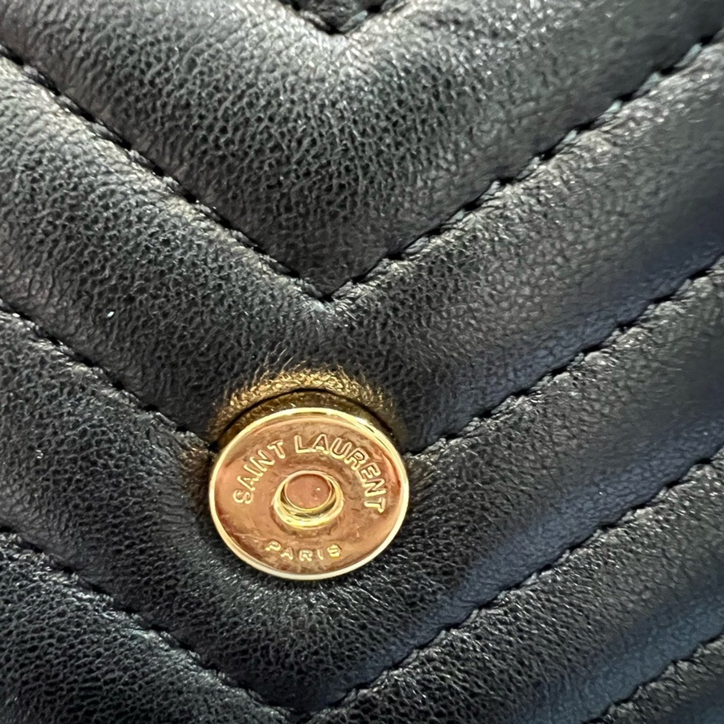 Yves Saint Laurent Joe Black Leather Backpack with Gold Chain