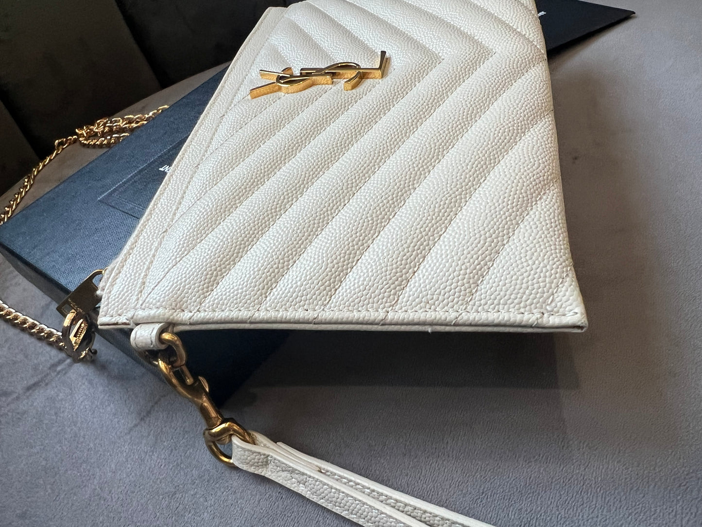 Crema YSL wristlet crossbody