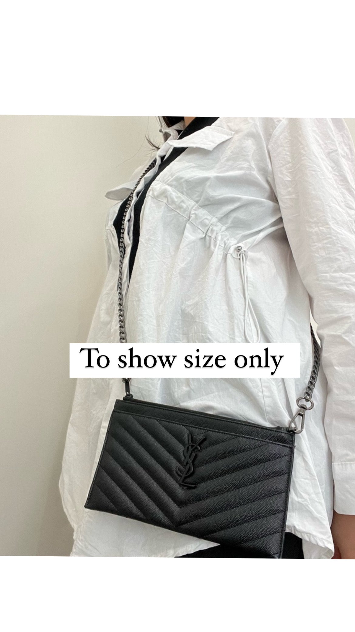 Black YSL monogram clutch wallet on chain