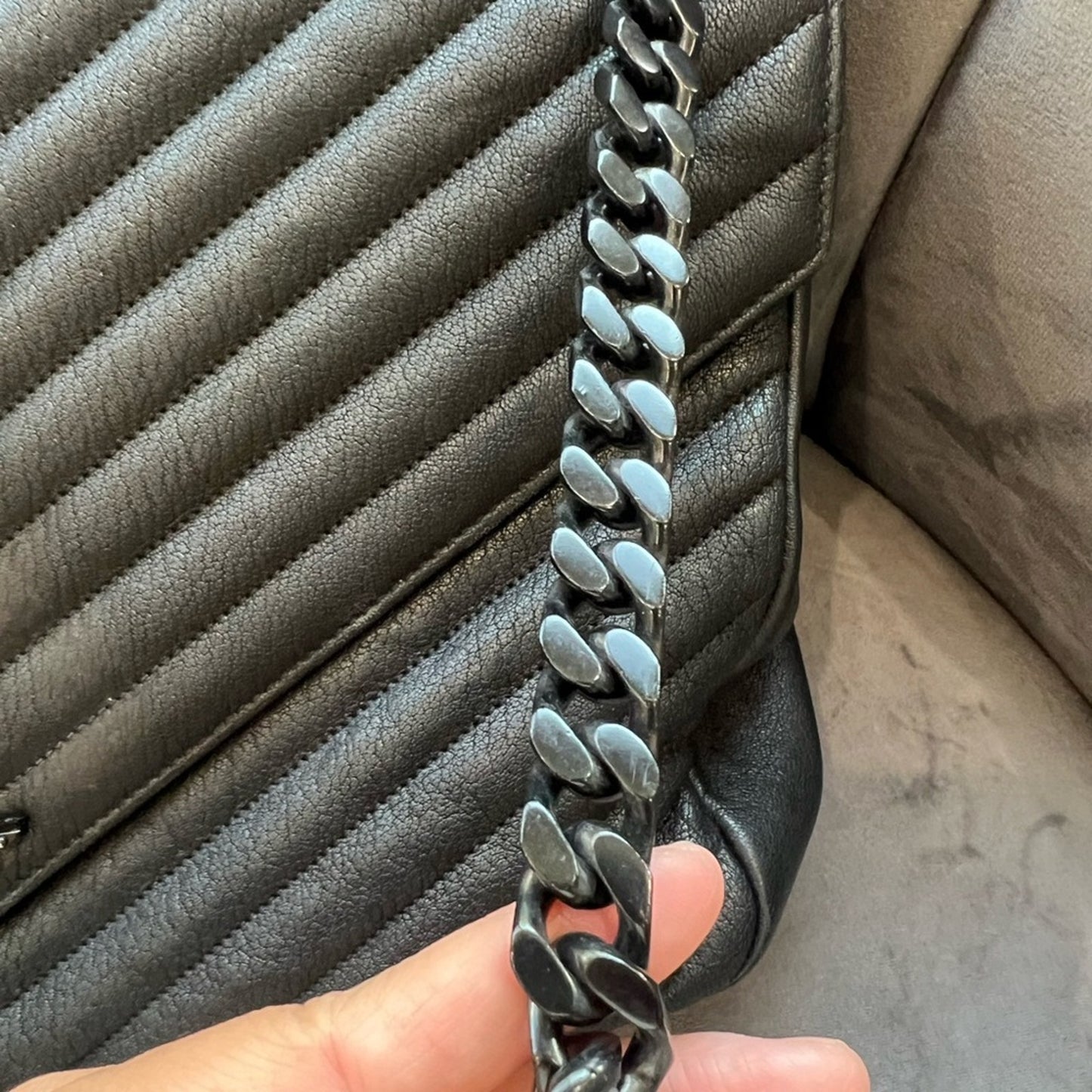 Saint Laurent Matelasse Chevron Monogram Large College Satchel Black