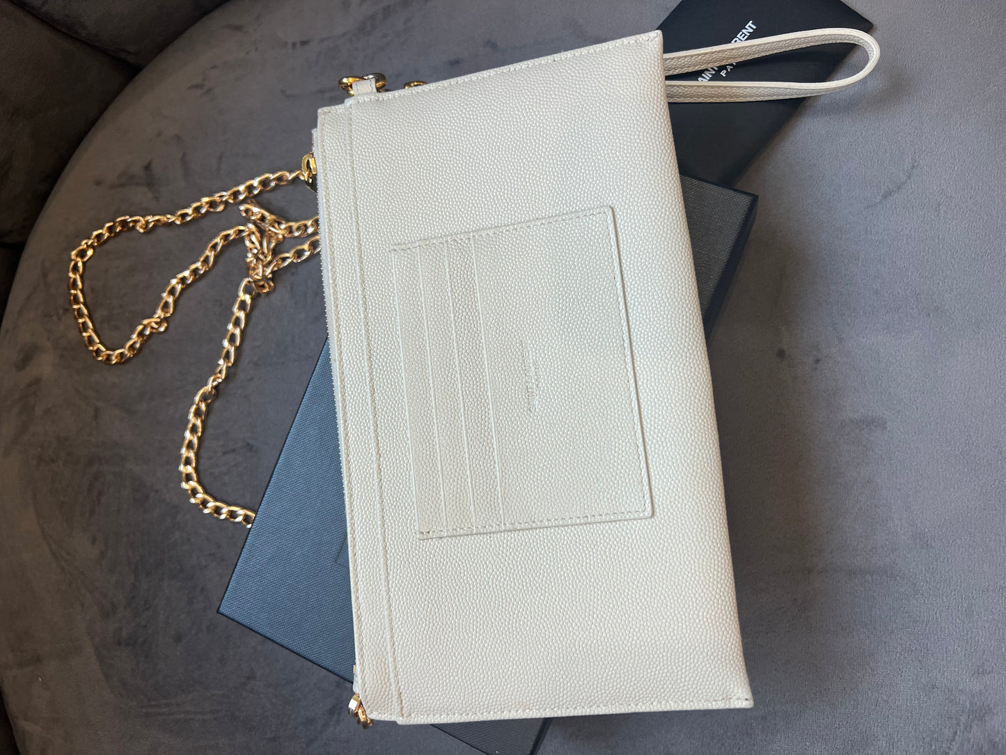 Crema YSL wristlet crossbody
