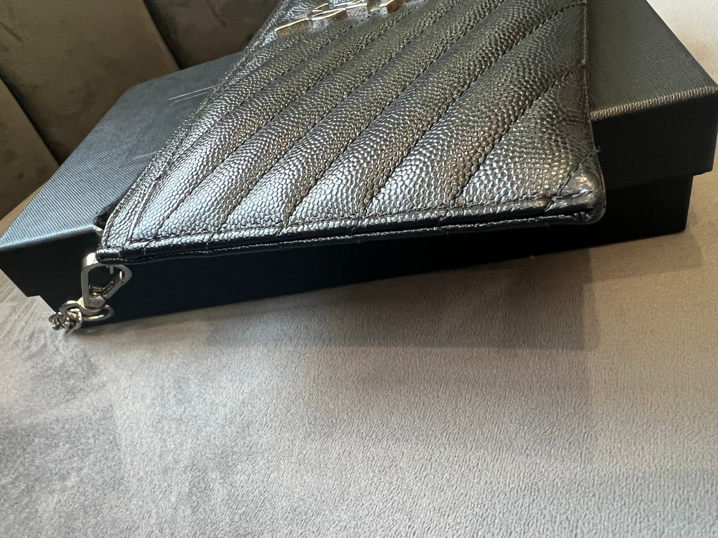 YSL monogram black wallet on chain
