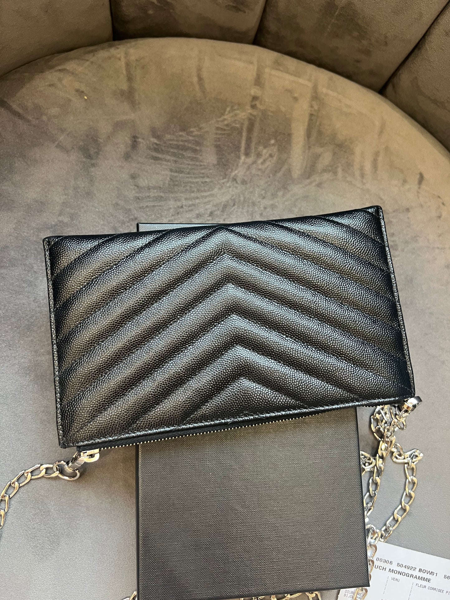 YSL monogram black wallet on chain