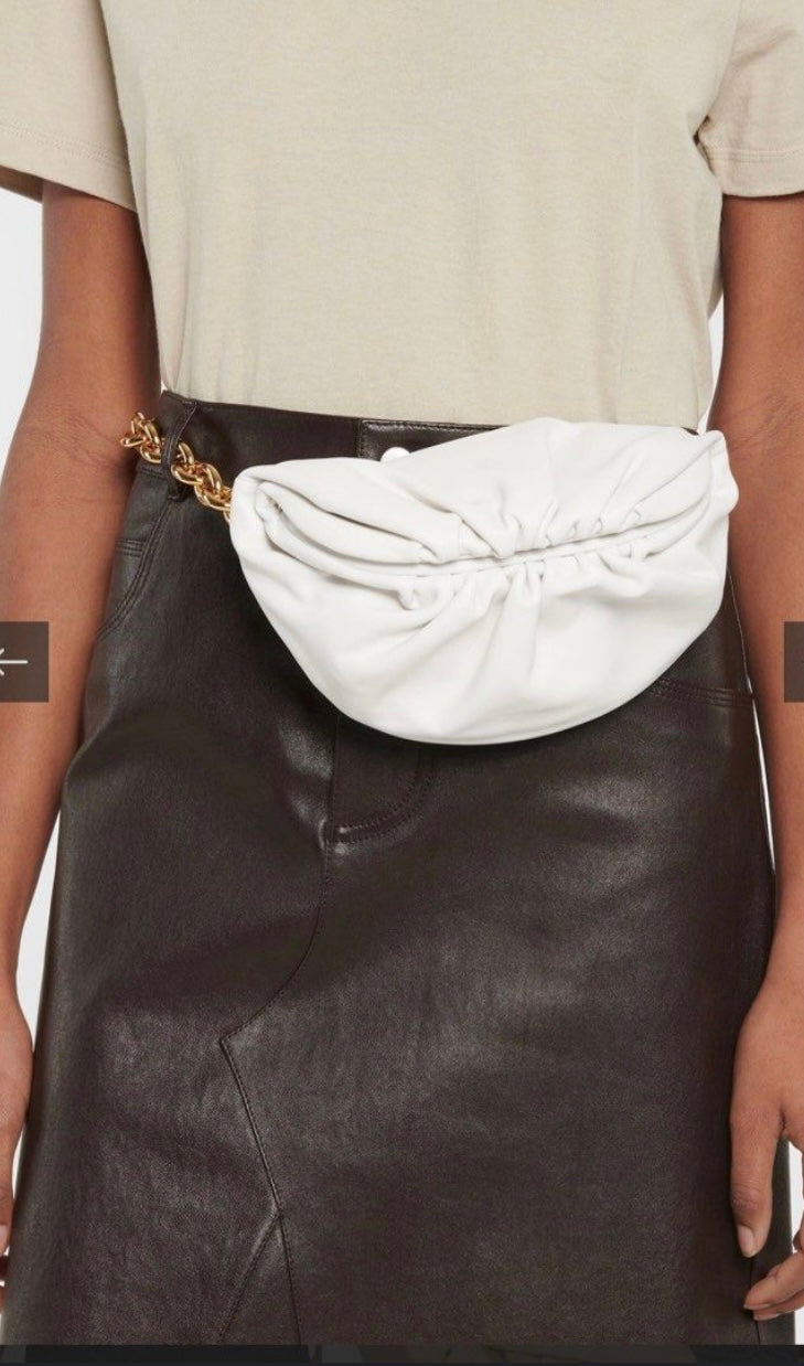 Bottega Veneta white chain pouch