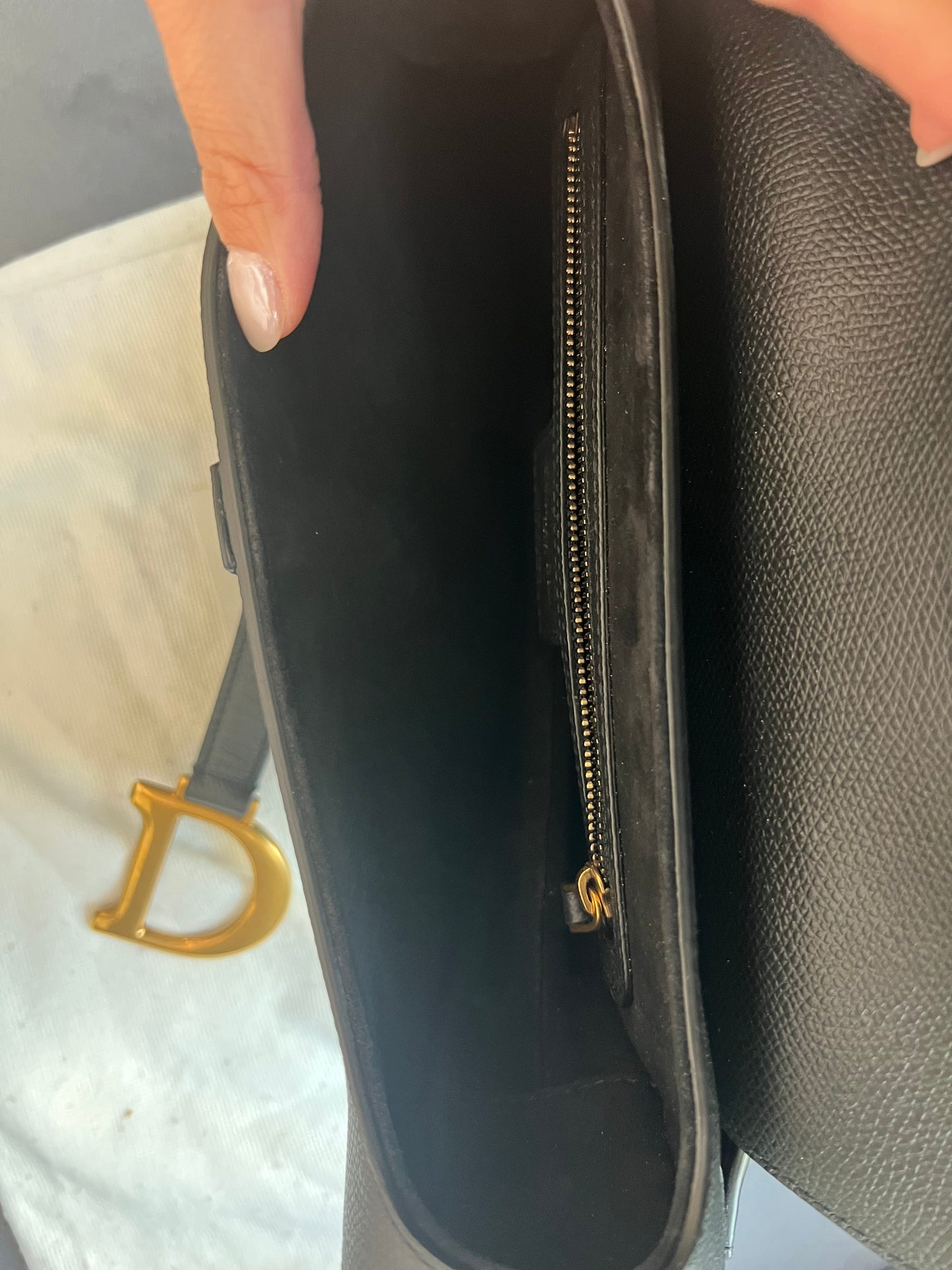 Dior Saddle Shoulder Bag Medium Grained black leather