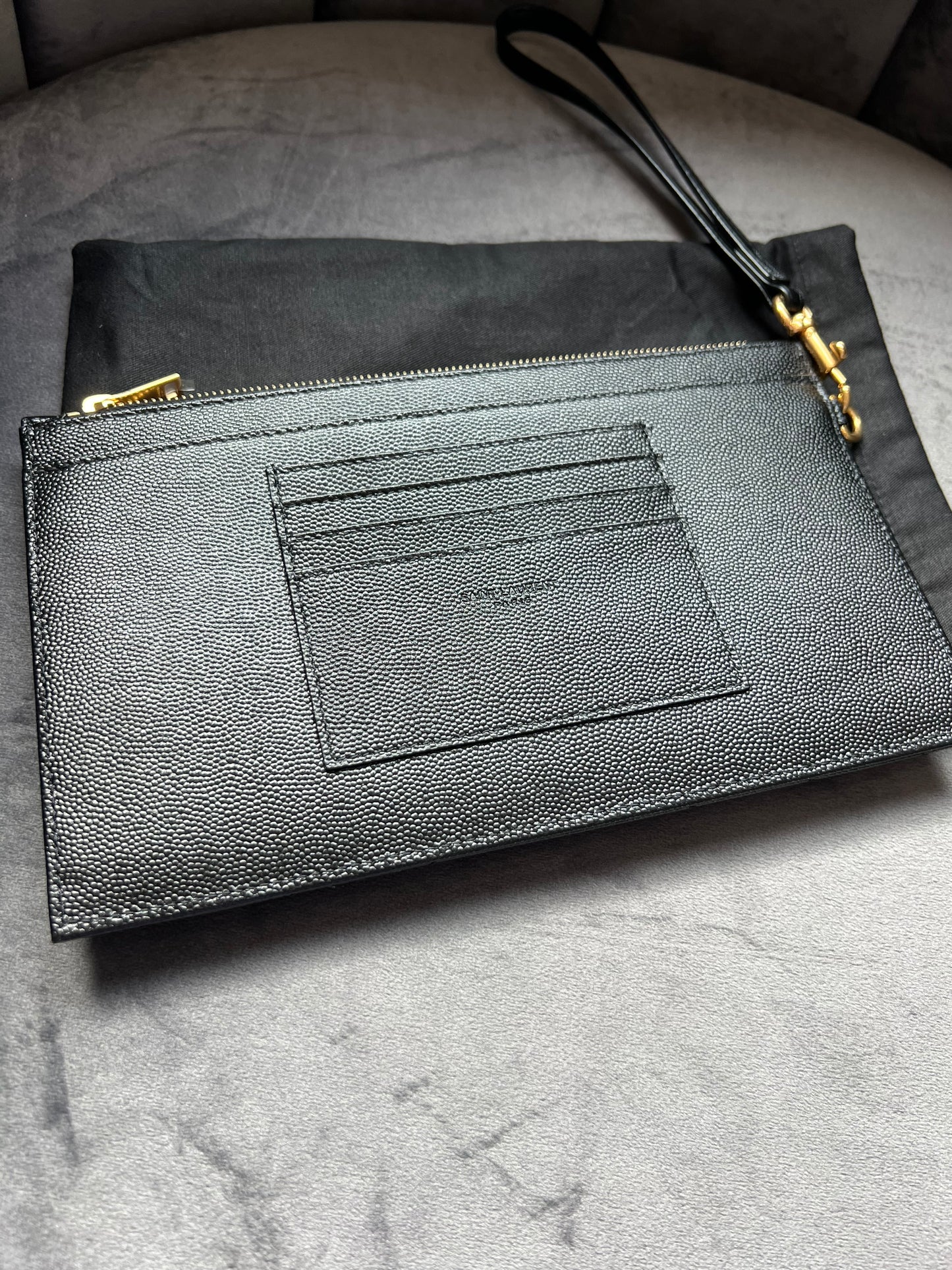 Saint Laurent Caviar Black Wristlet
