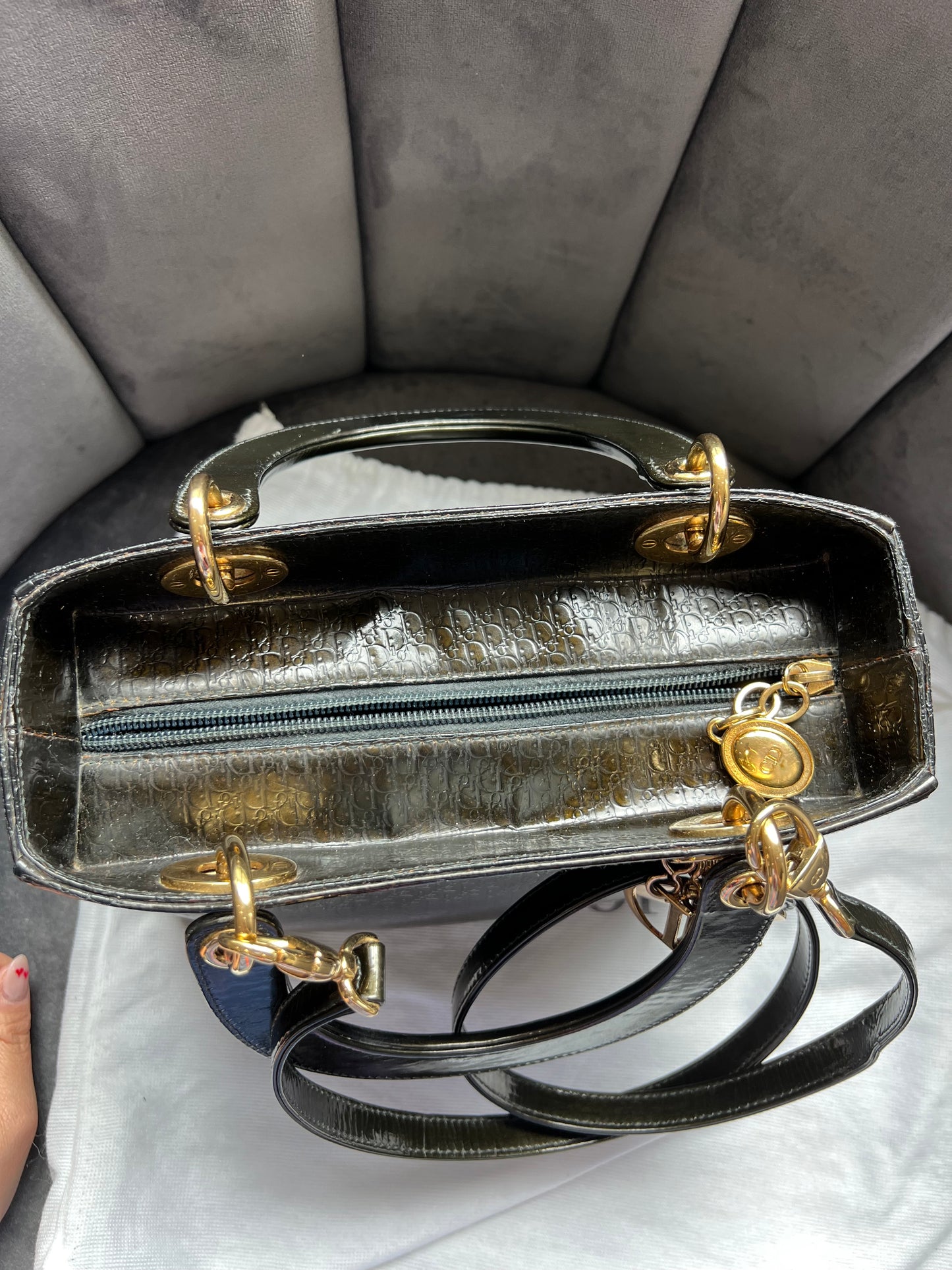 Rare Lady Dior tote medium patent