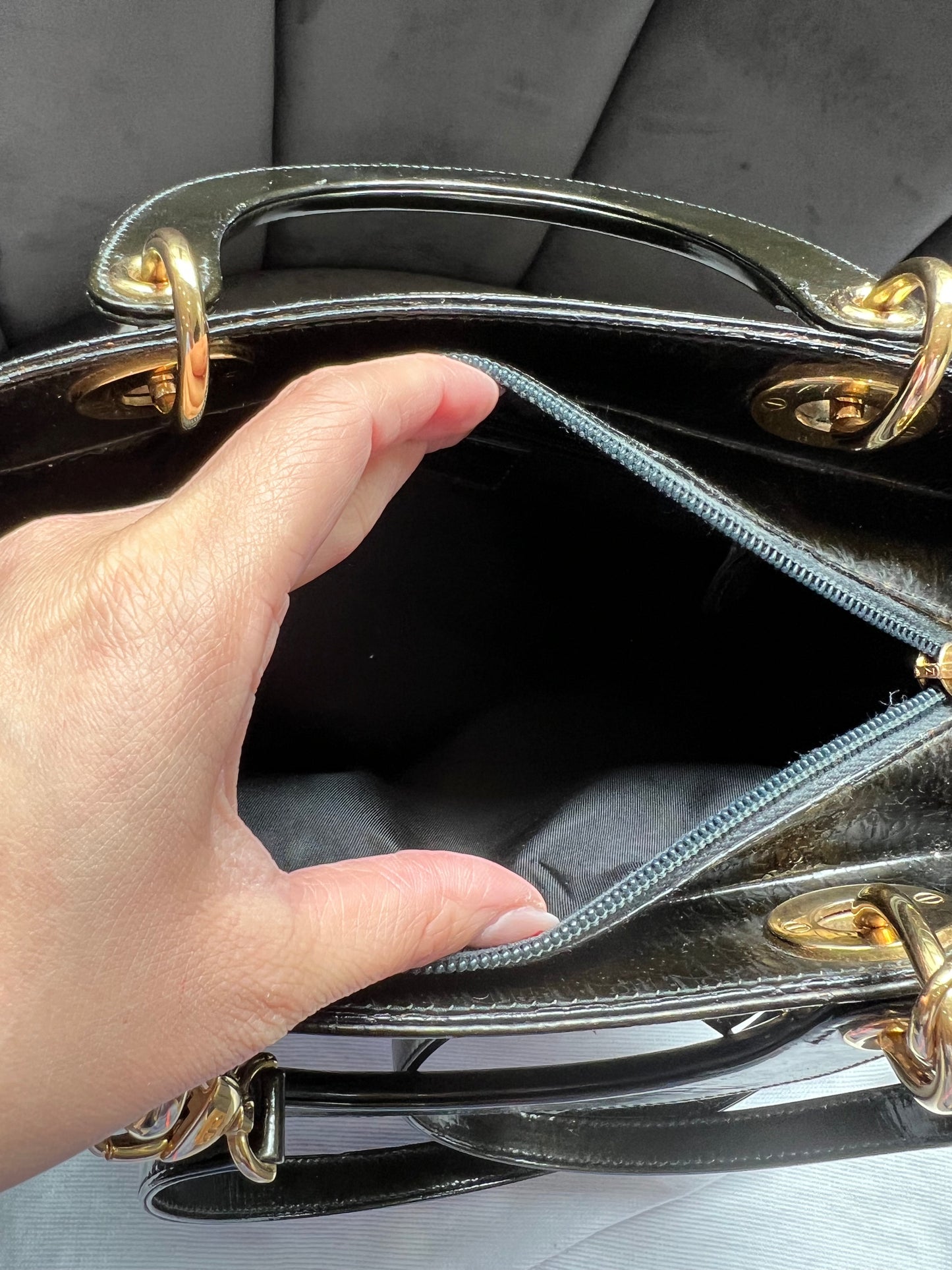 Rare Lady Dior tote medium patent