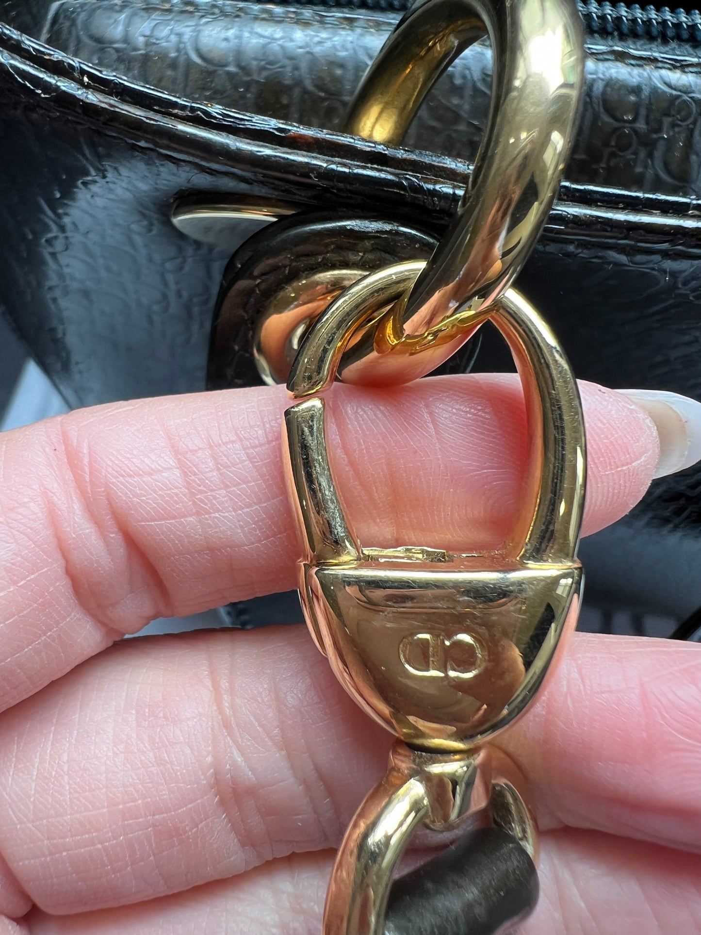 Rare Lady Dior tote medium patent
