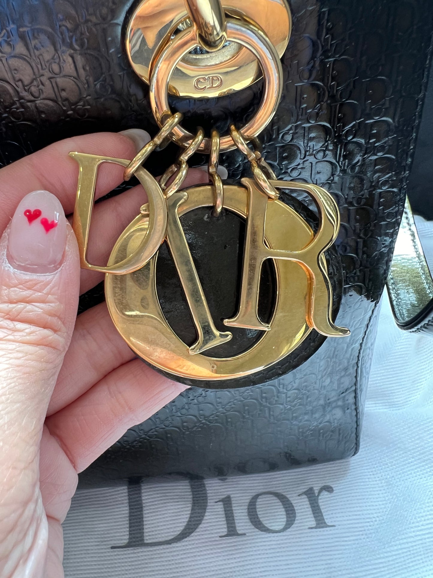 Rare Lady Dior tote medium patent