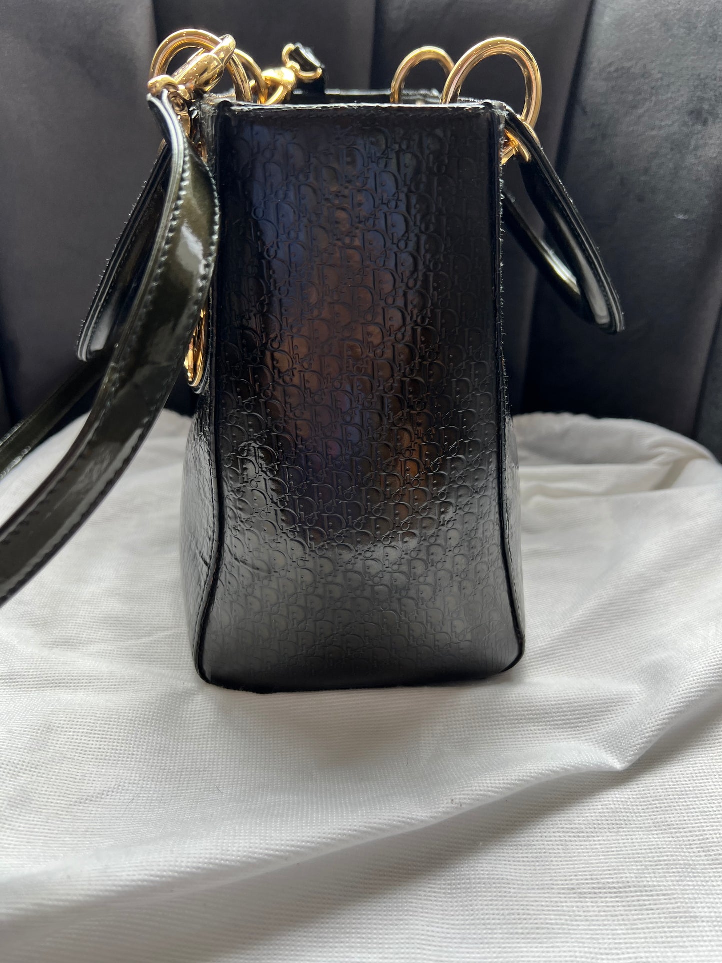 Rare Lady Dior tote medium patent
