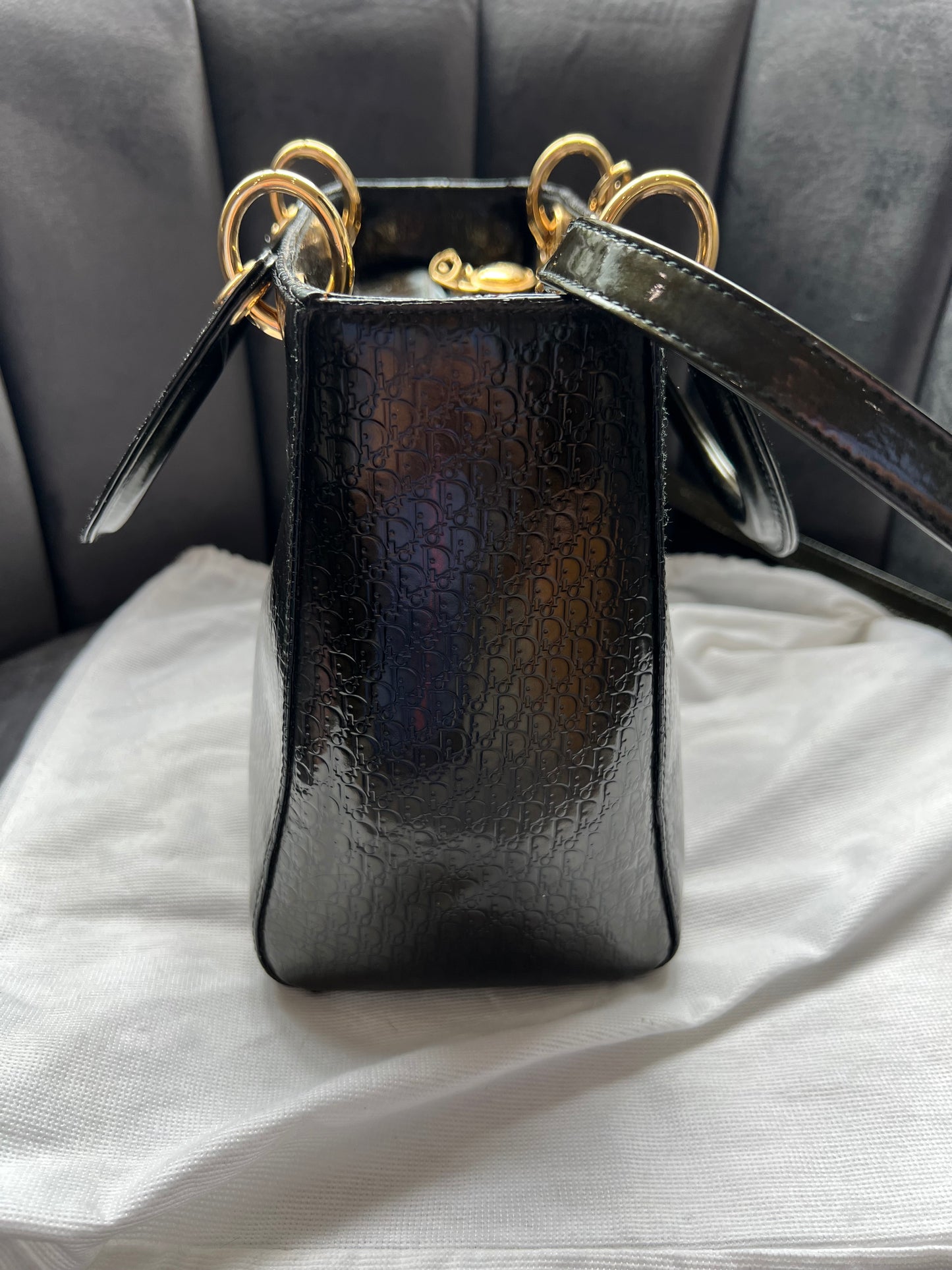 Rare Lady Dior tote medium patent