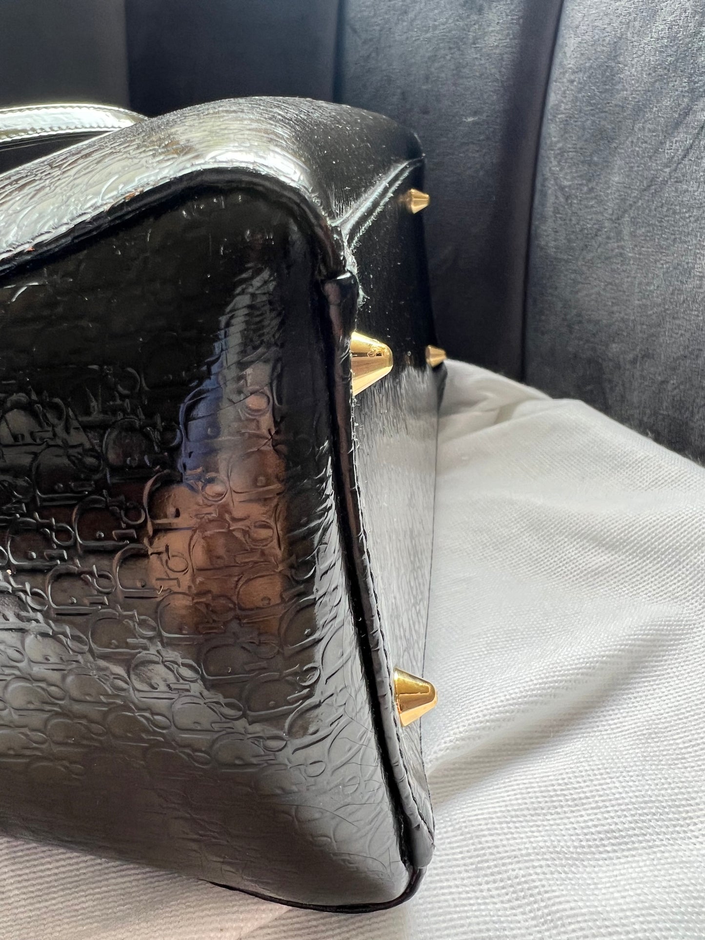 Rare Lady Dior tote medium patent