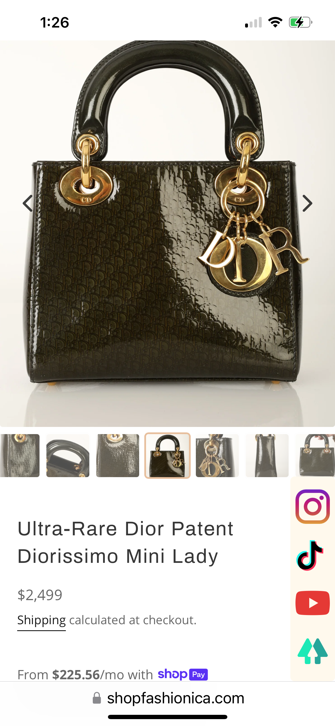 Rare Lady Dior tote medium patent
