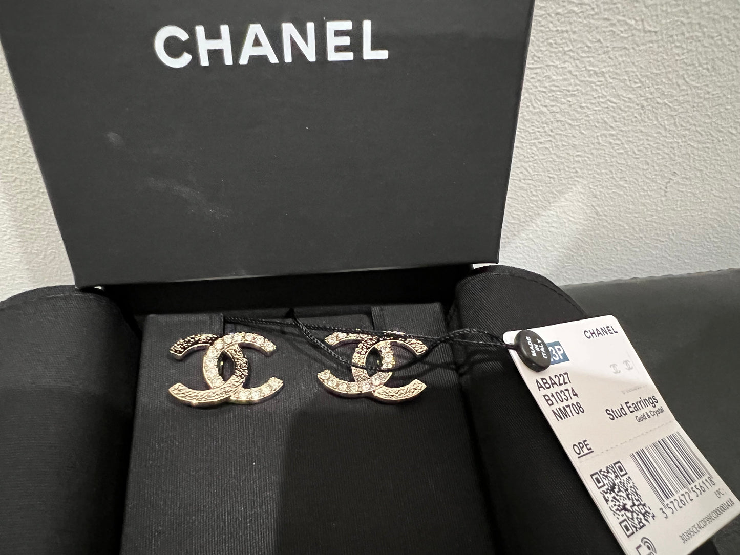 Chanel large crystal studs
