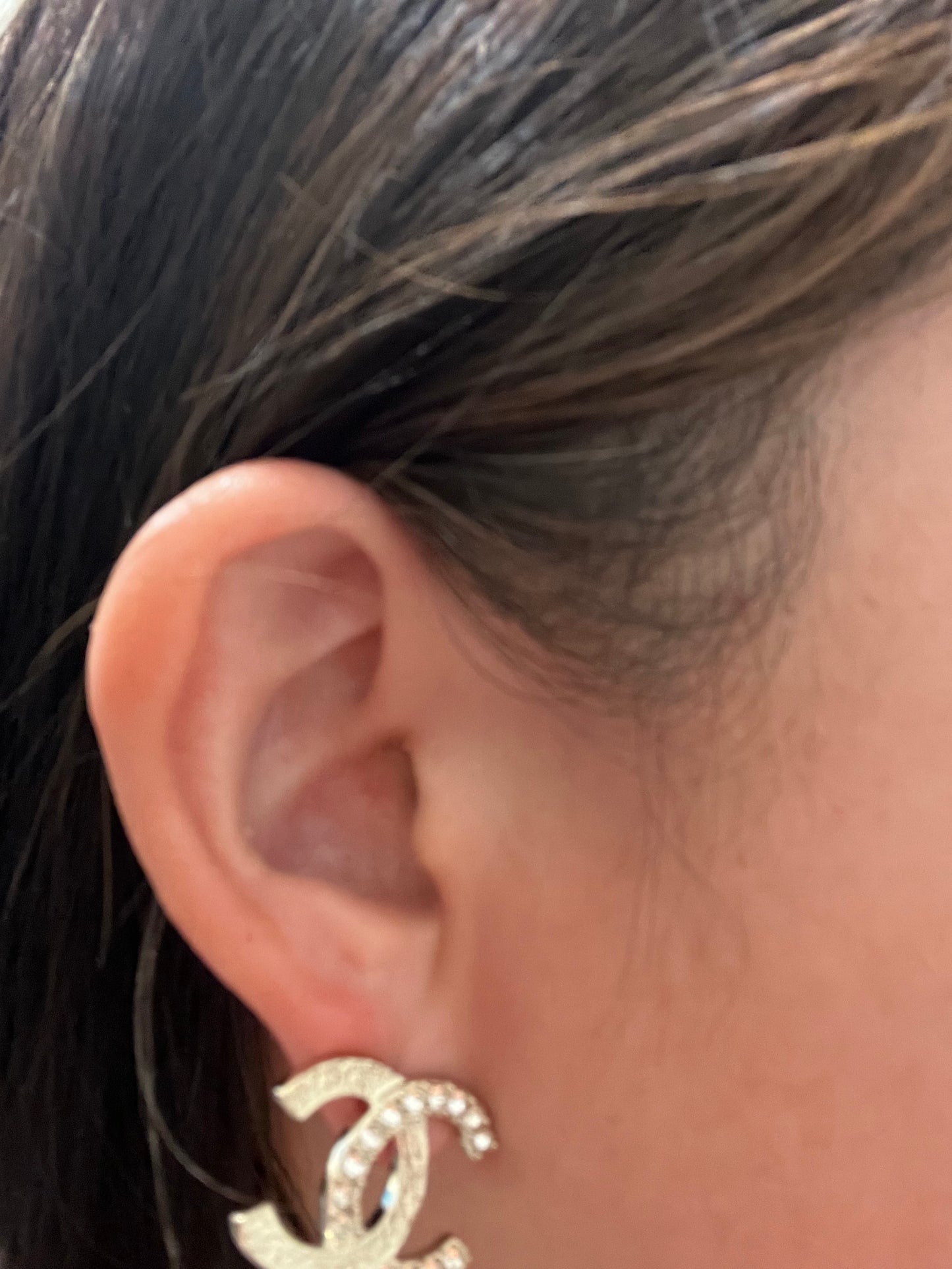 Chanel large crystal studs