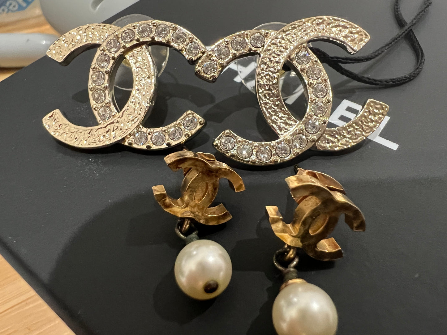 Chanel large crystal studs