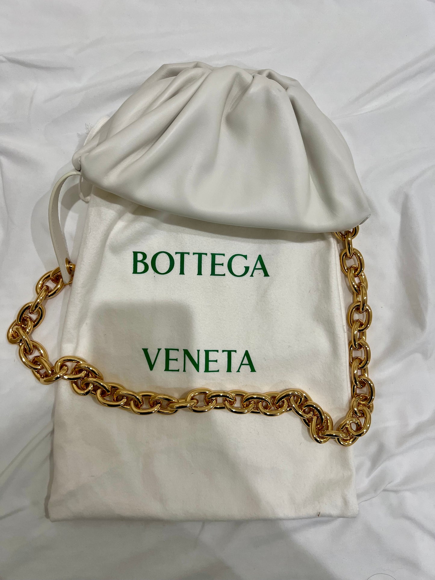 Bottega Veneta white chain pouch
