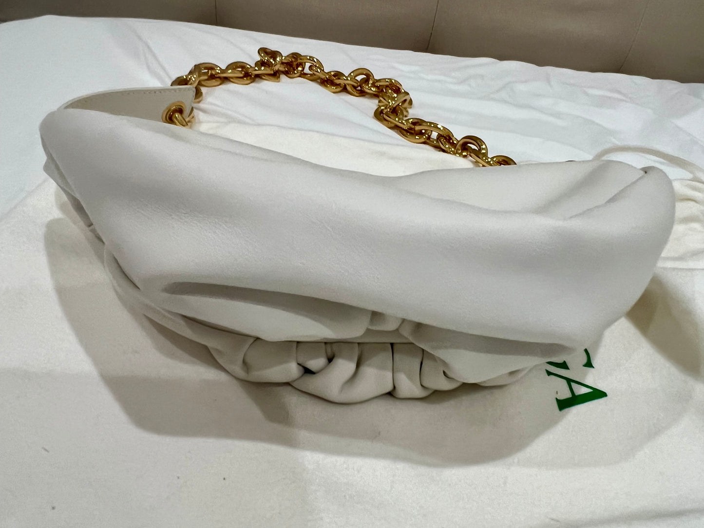 Bottega Veneta white chain pouch