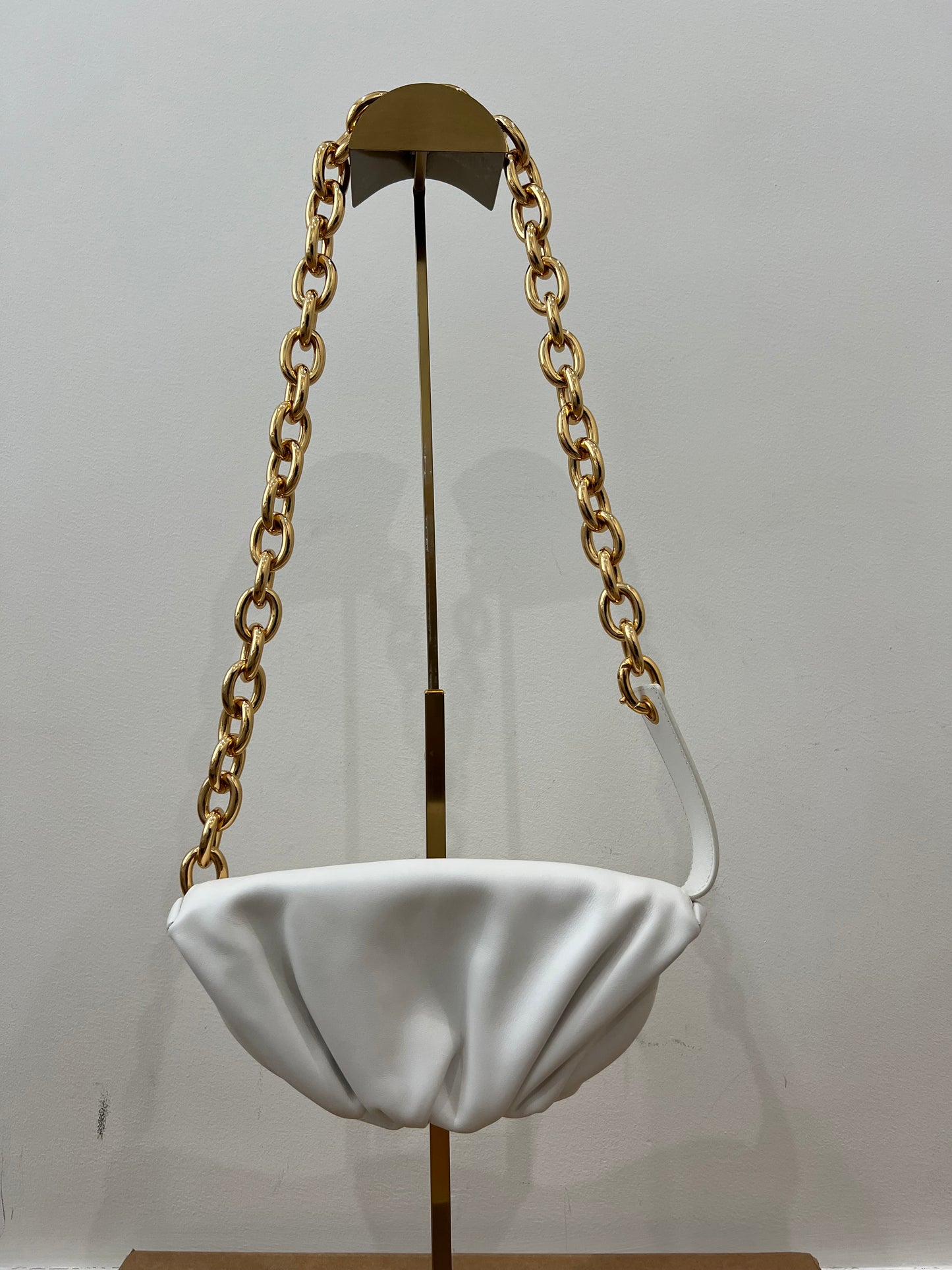 Bottega Veneta white chain pouch