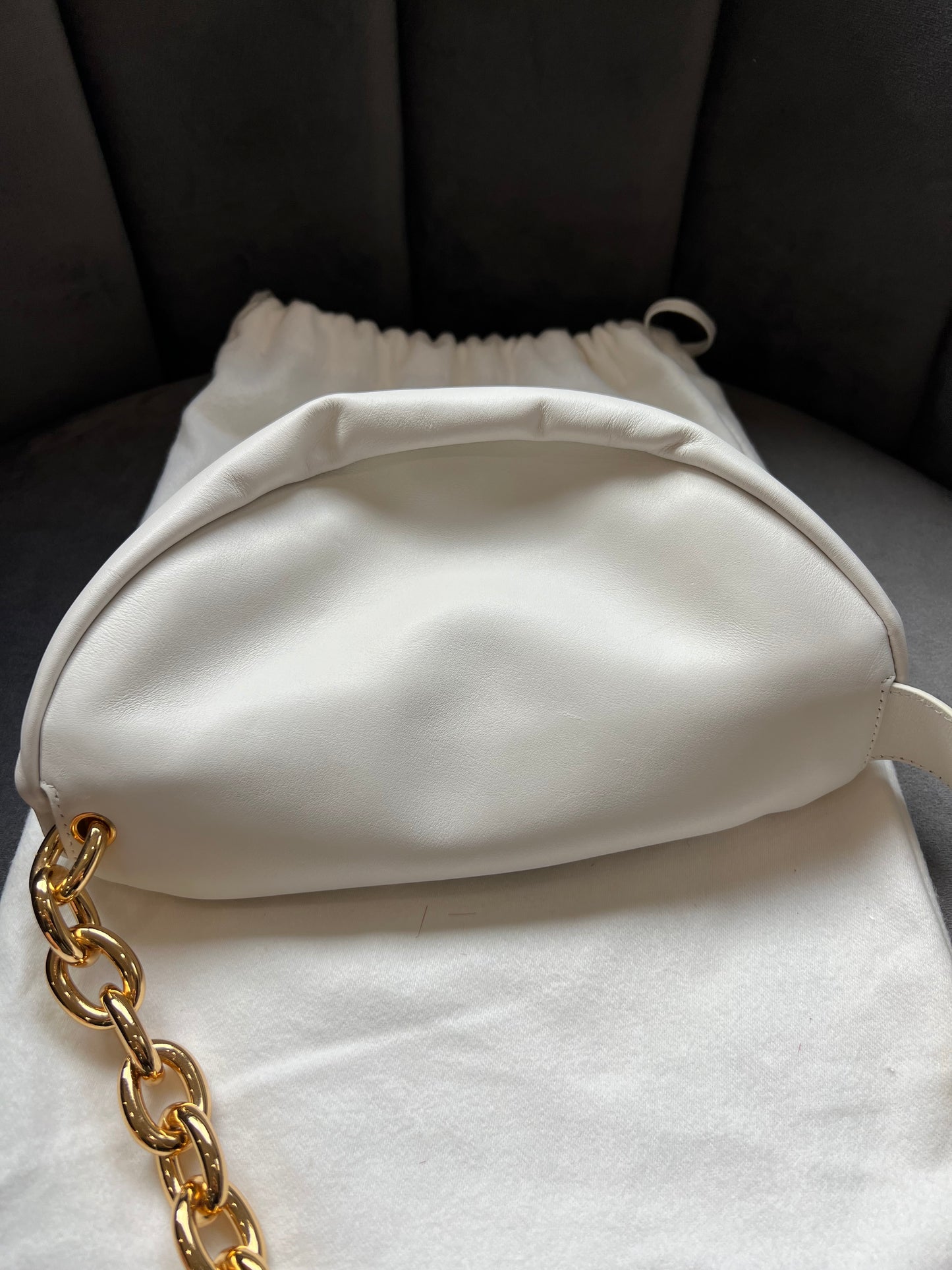 Bottega Veneta white chain pouch