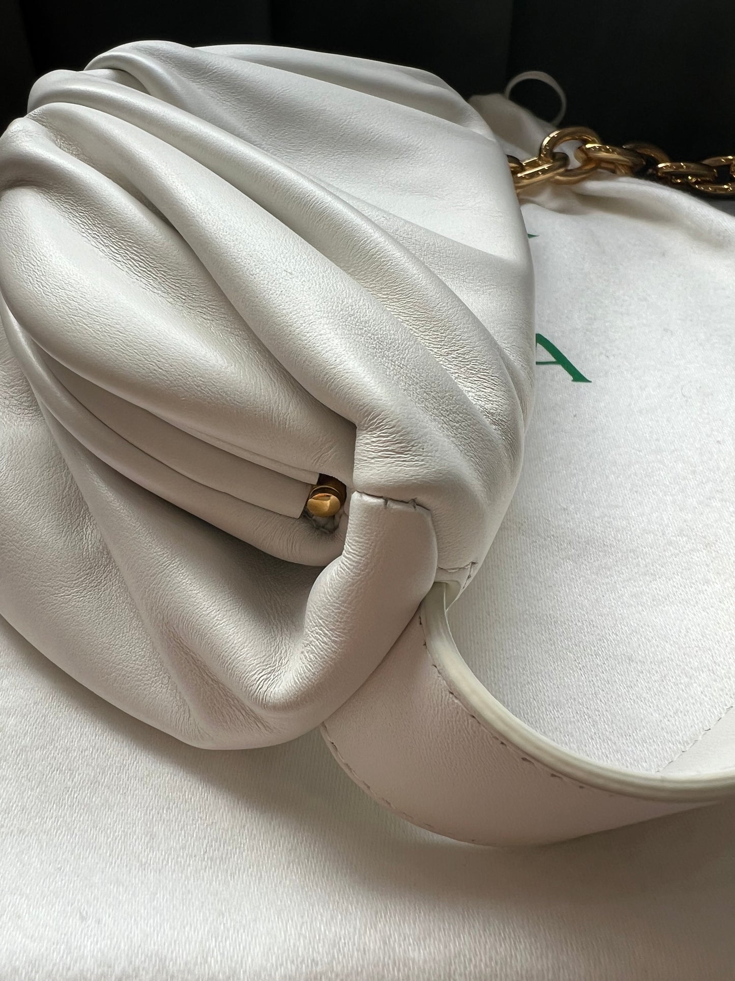 Bottega Veneta white chain pouch