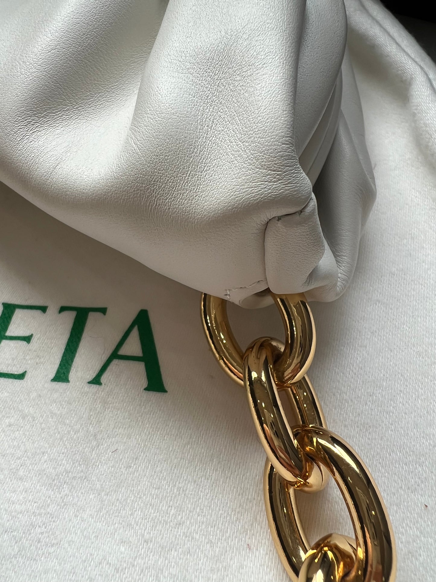 Bottega Veneta white chain pouch