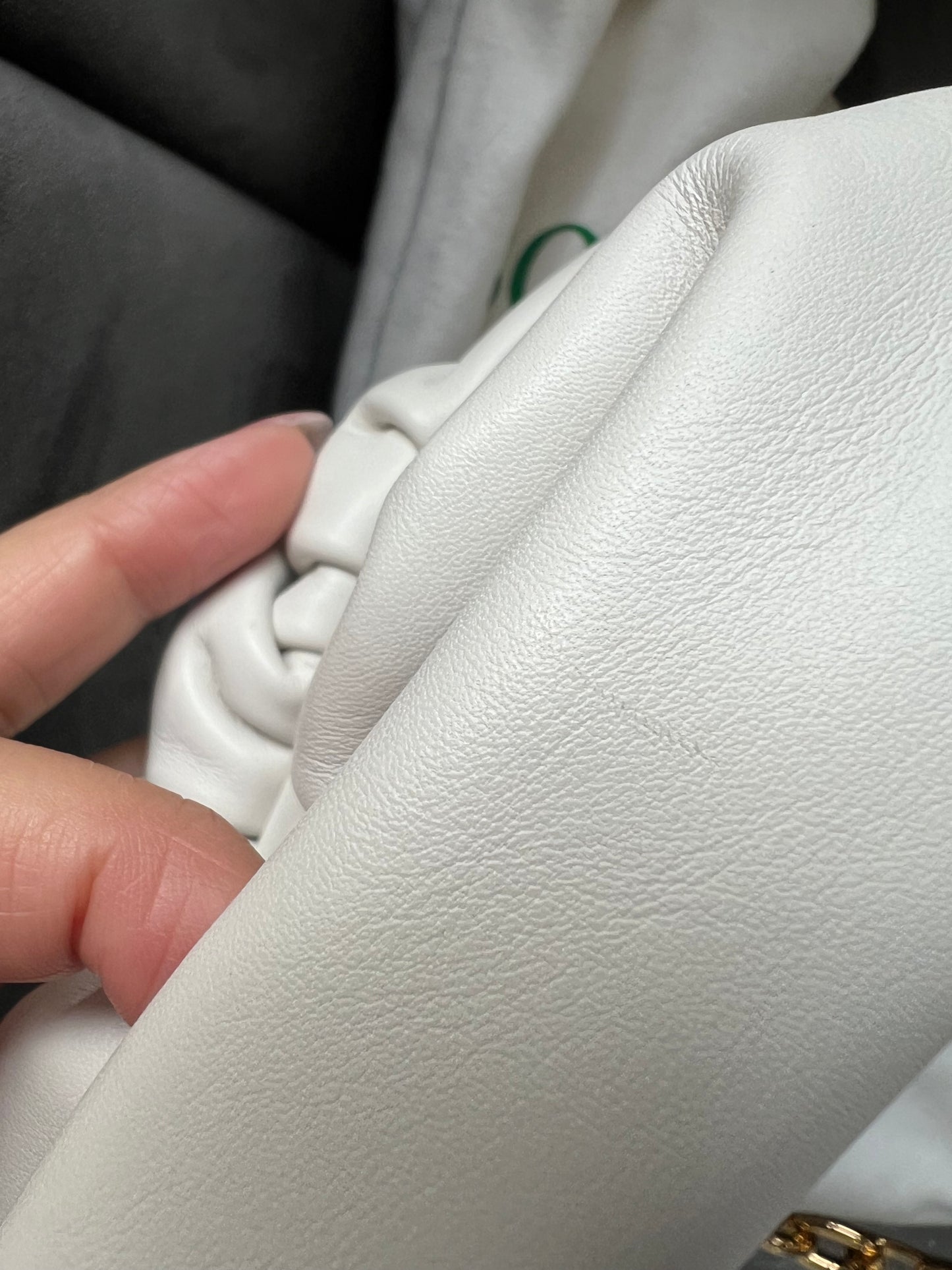 Bottega Veneta white chain pouch
