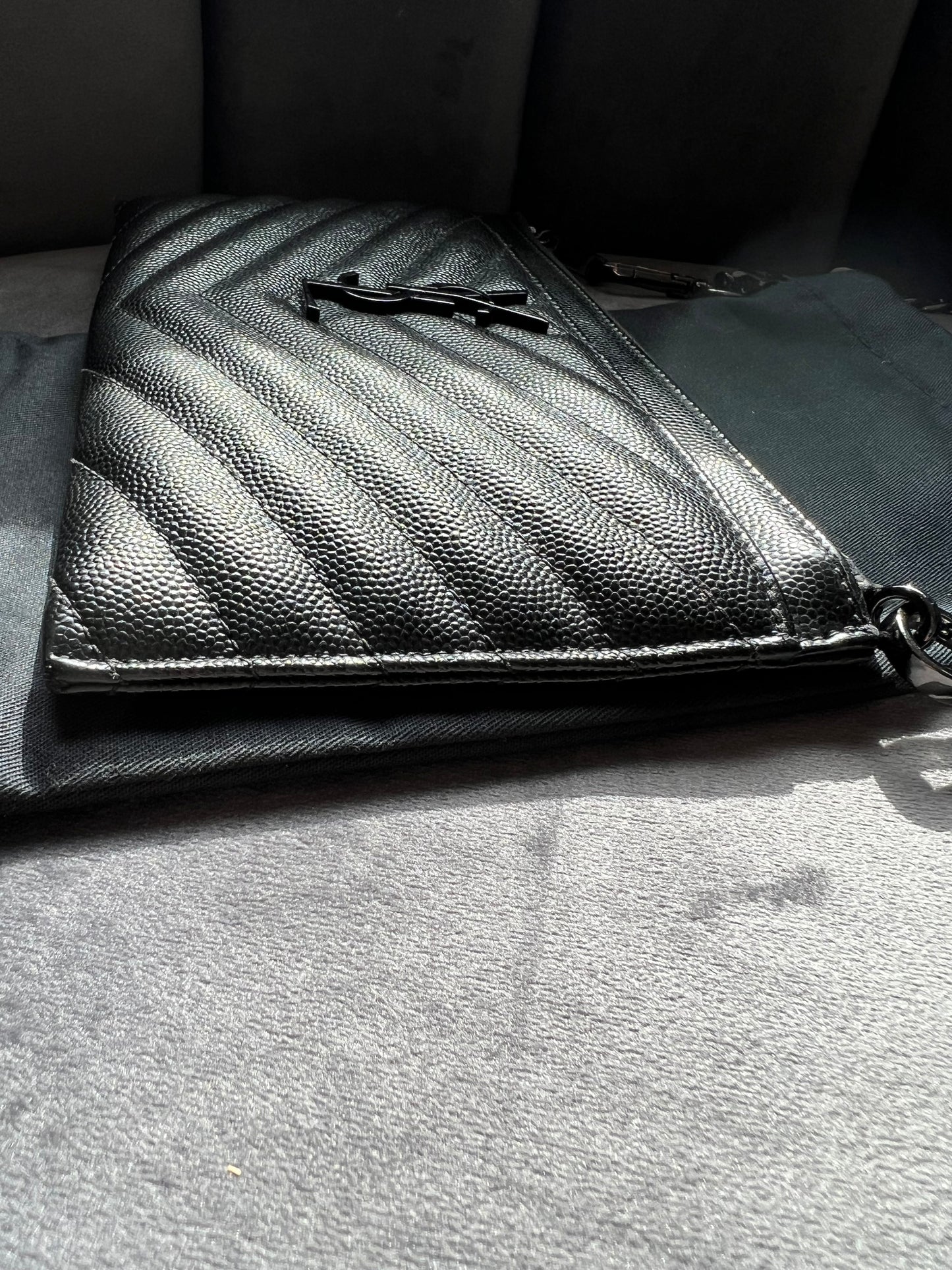 Yves Saint Laurent black monogram clutch & crossbody