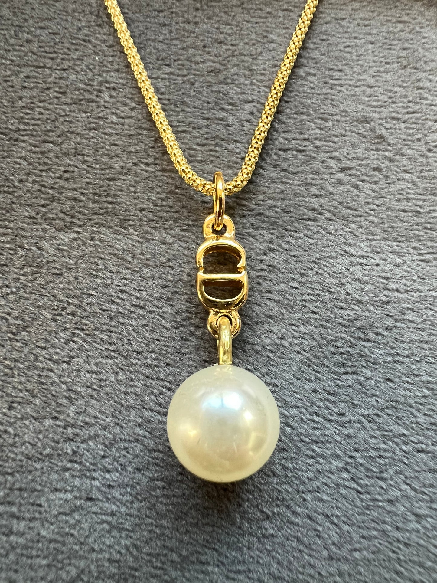 Christian Dior Pearl CD charm necklace