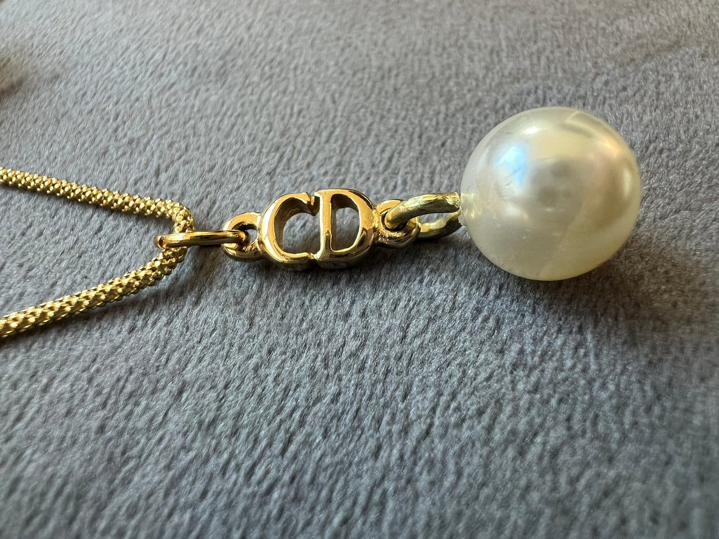 Christian Dior Pearl CD charm necklace