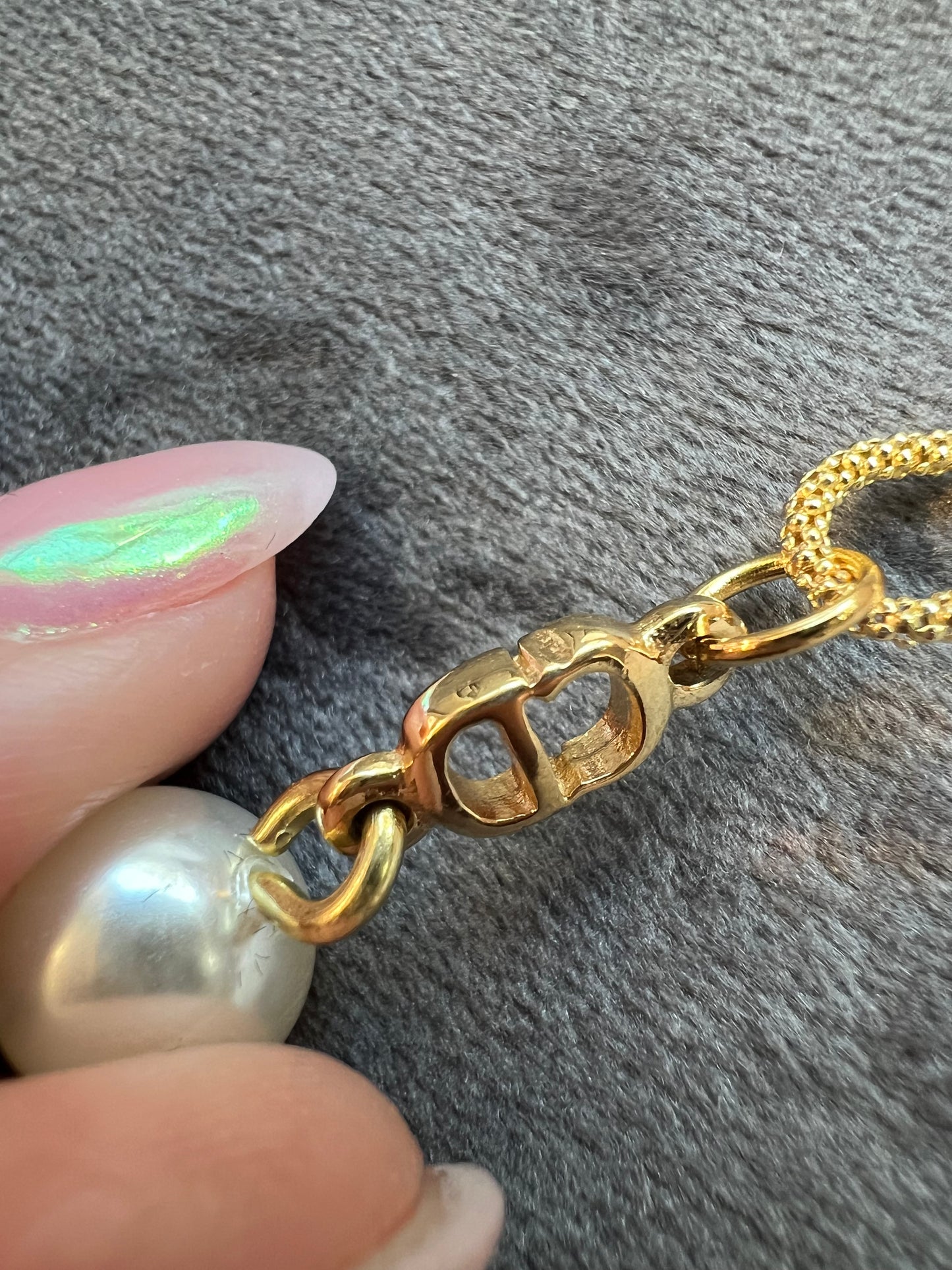 Christian Dior Pearl CD charm necklace