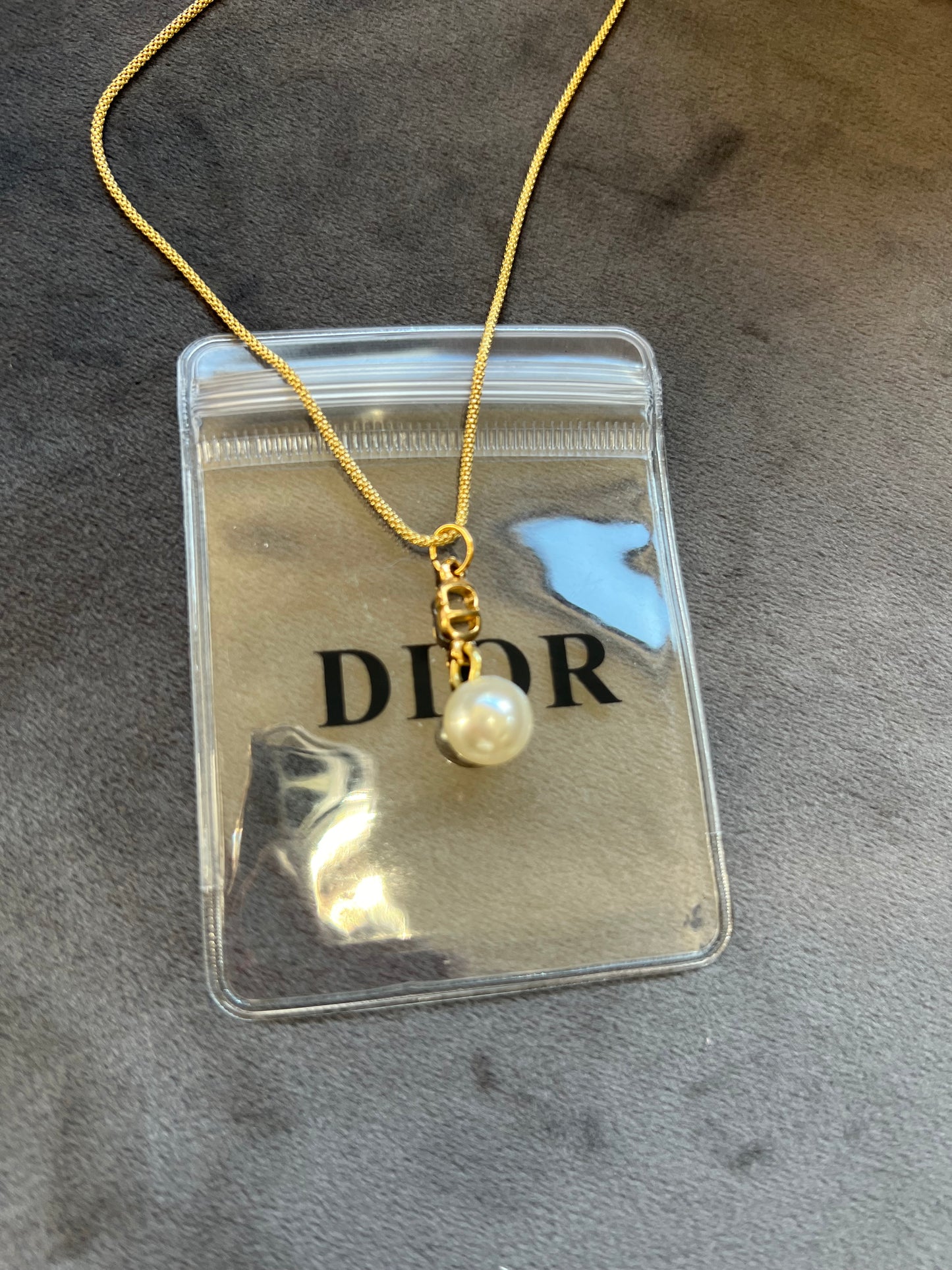 Christian Dior Pearl CD charm necklace