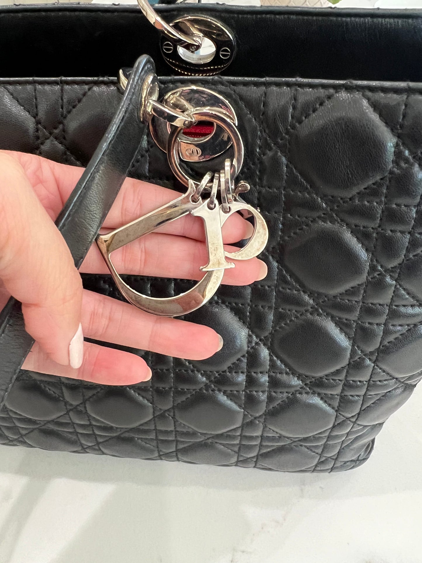 Lady Dior lambskin Cannage tote