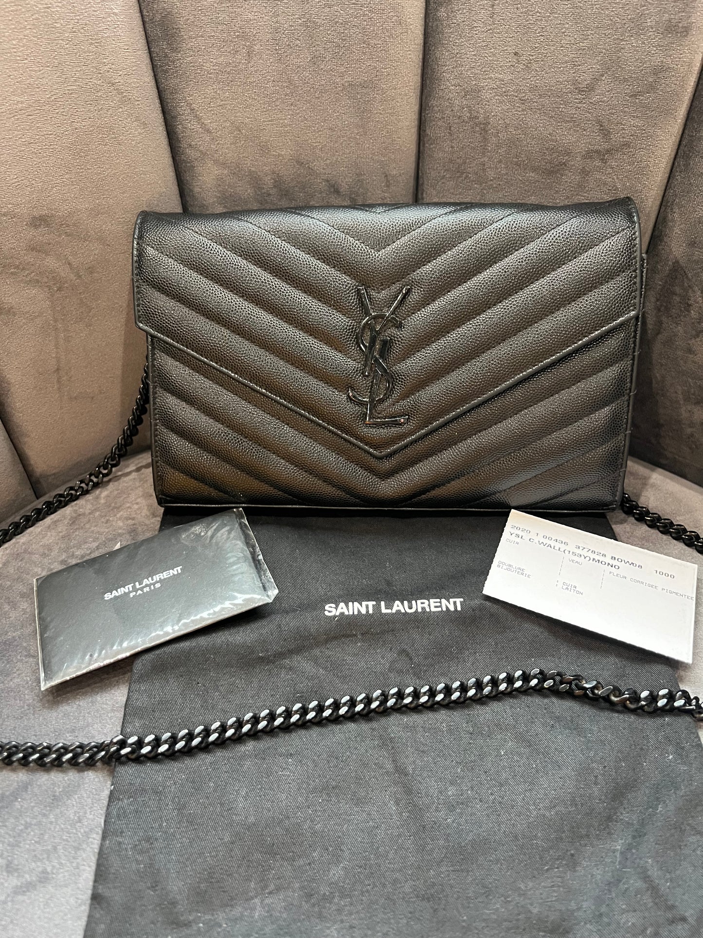 Yves Saint Laurent Cassandre envelope flap crossbody all black