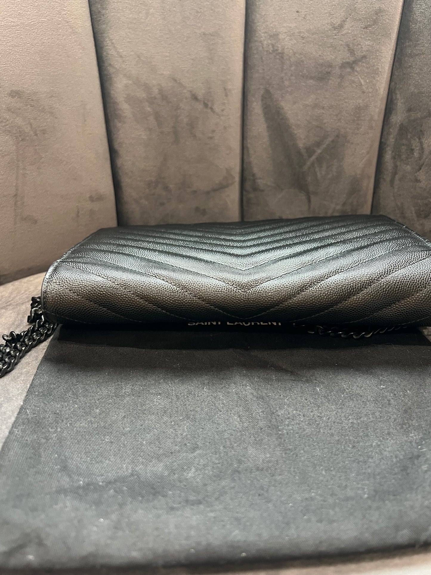 Yves Saint Laurent Cassandre envelope flap crossbody all black