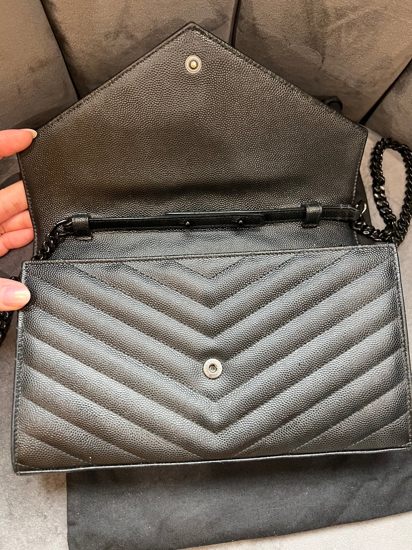 Yves Saint Laurent Cassandre envelope flap crossbody all black