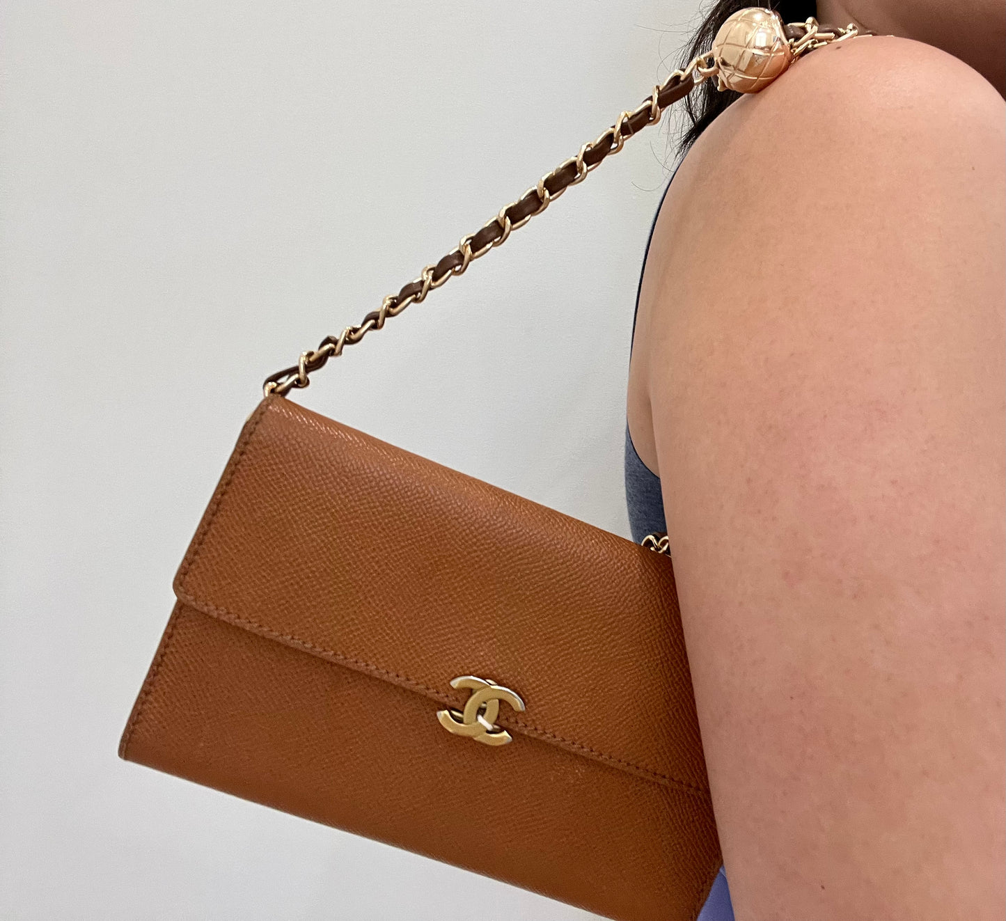 Chanel brown wallet on chain