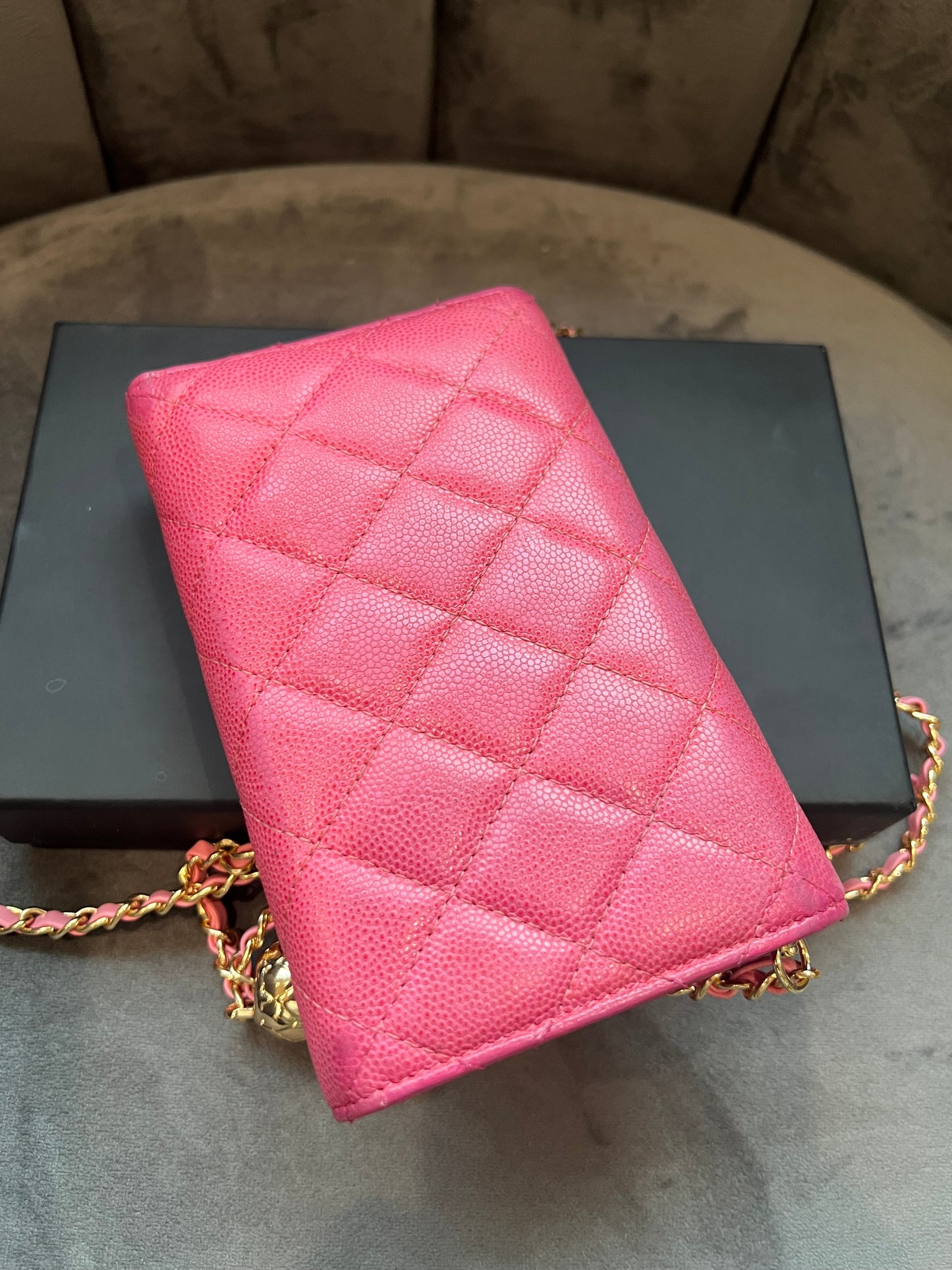 Chanel caviar mini wallet on chain