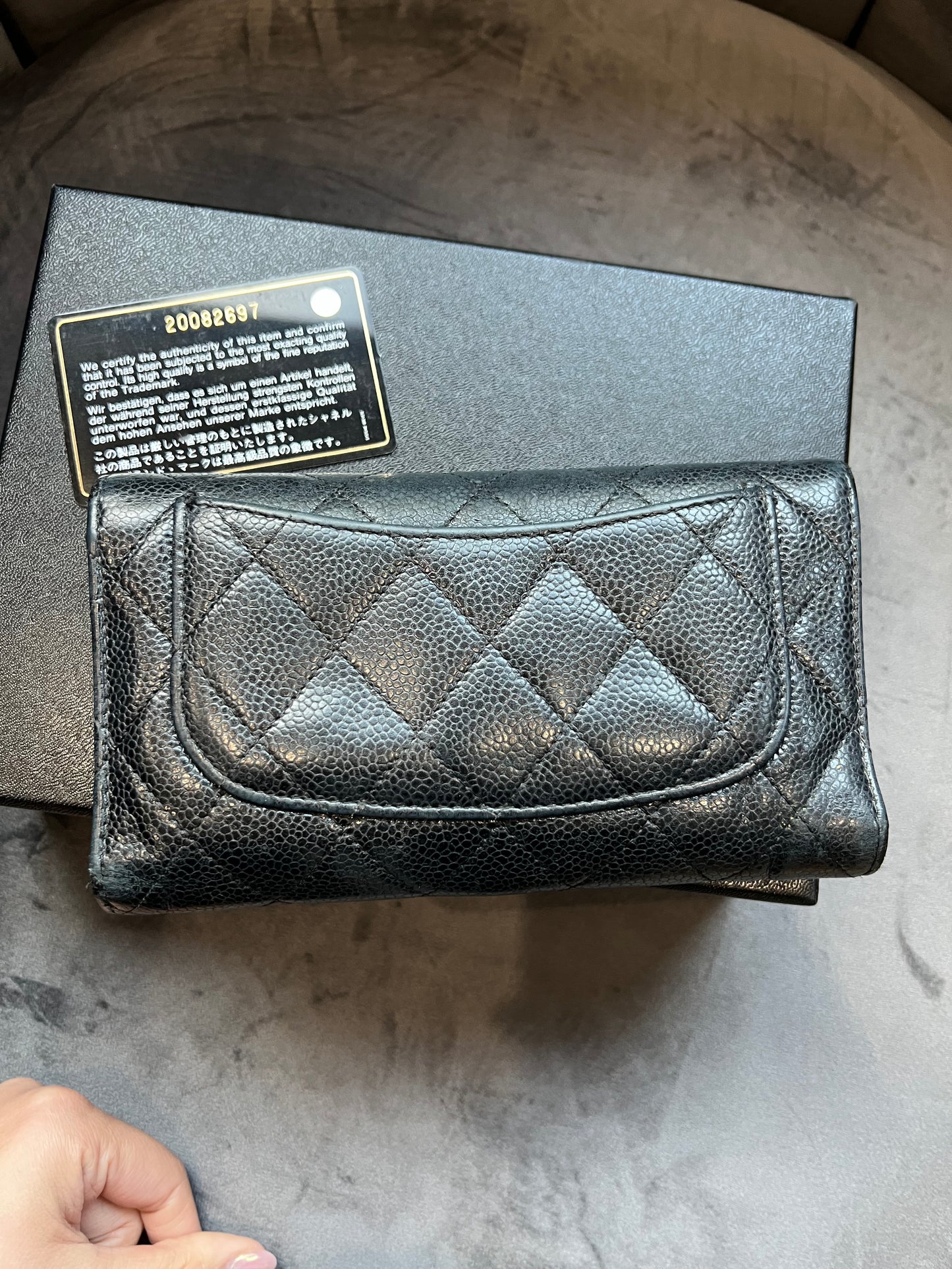 Chanel caviar timeless wallet on chain