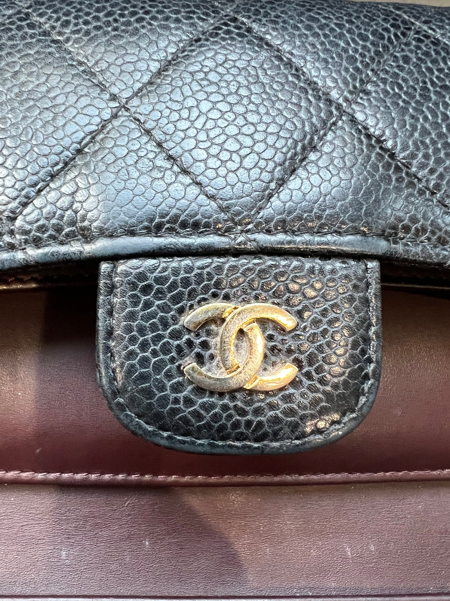Chanel caviar timeless wallet on chain