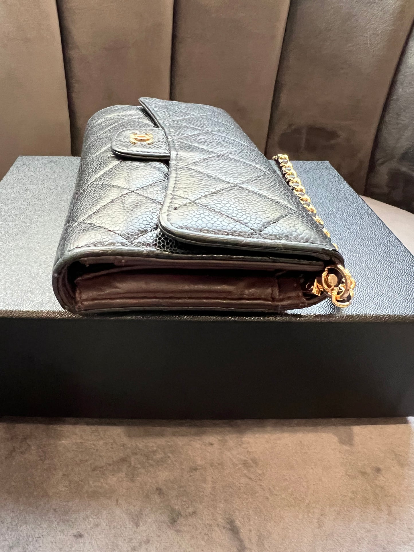 Chanel caviar timeless wallet on chain