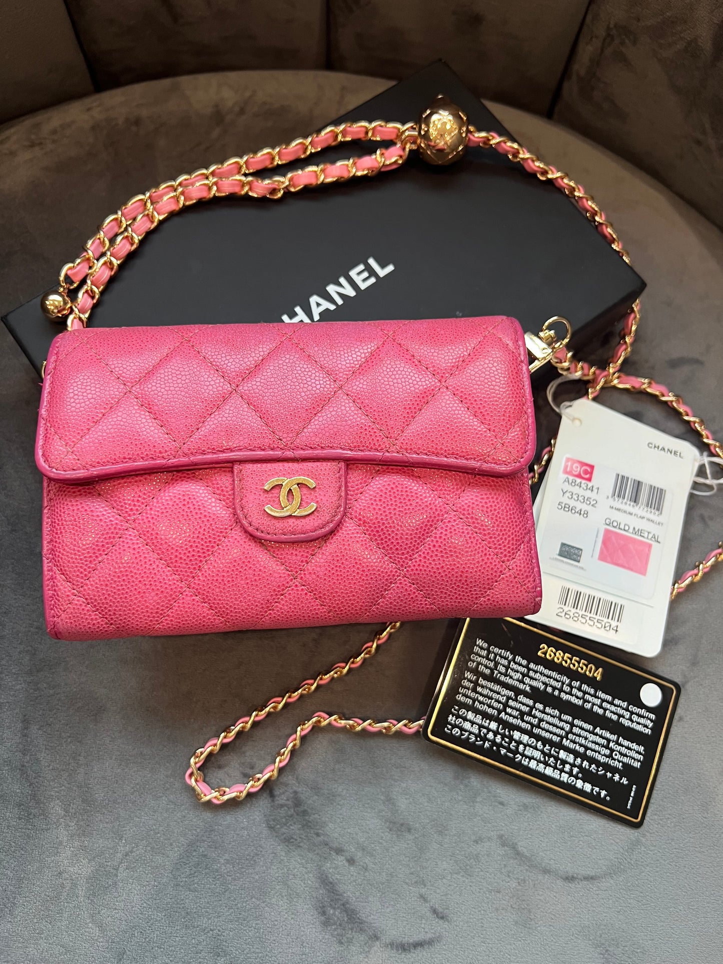 Chanel caviar mini wallet on chain