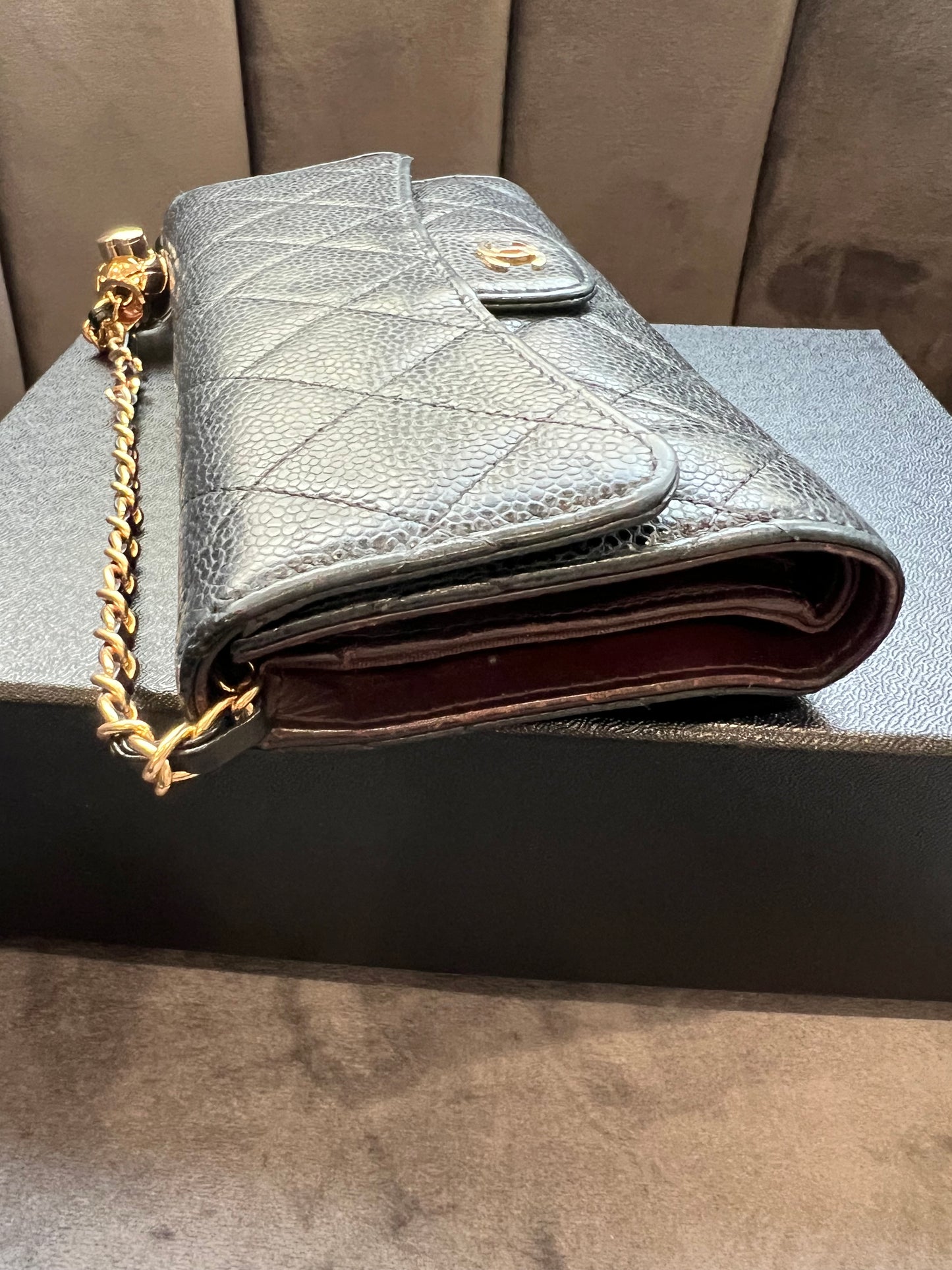 Chanel caviar timeless wallet on chain