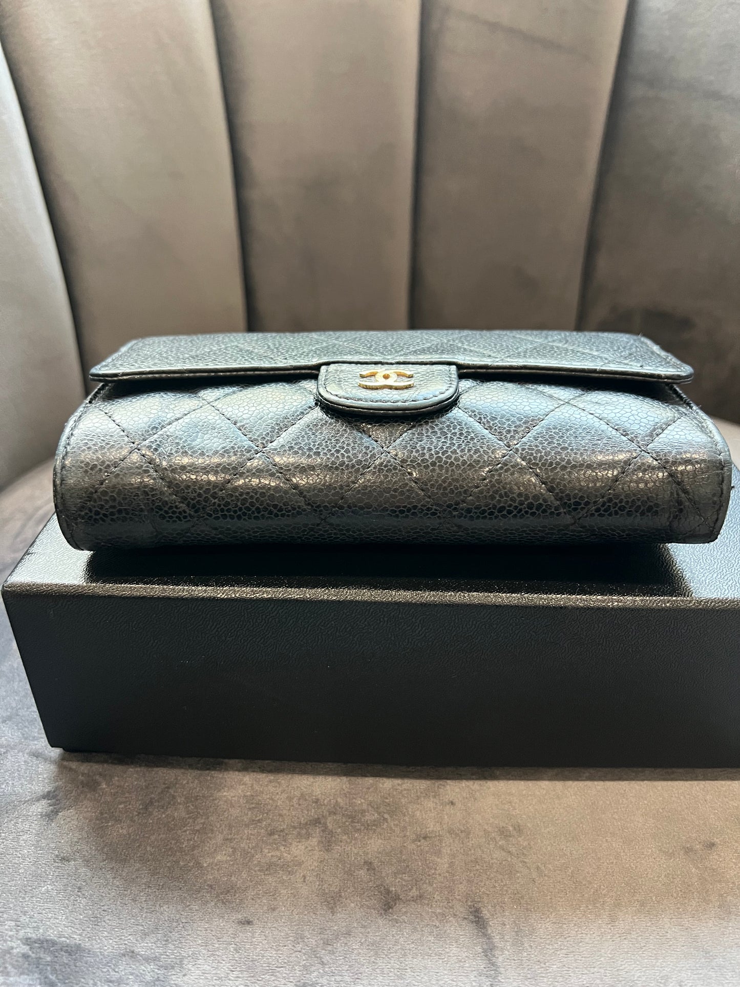 Chanel caviar timeless wallet on chain