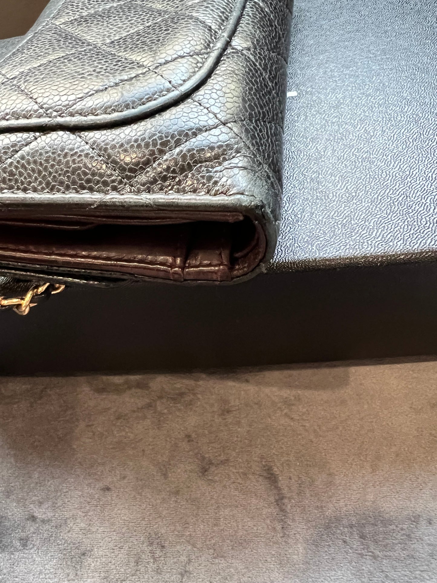 Chanel caviar timeless wallet on chain