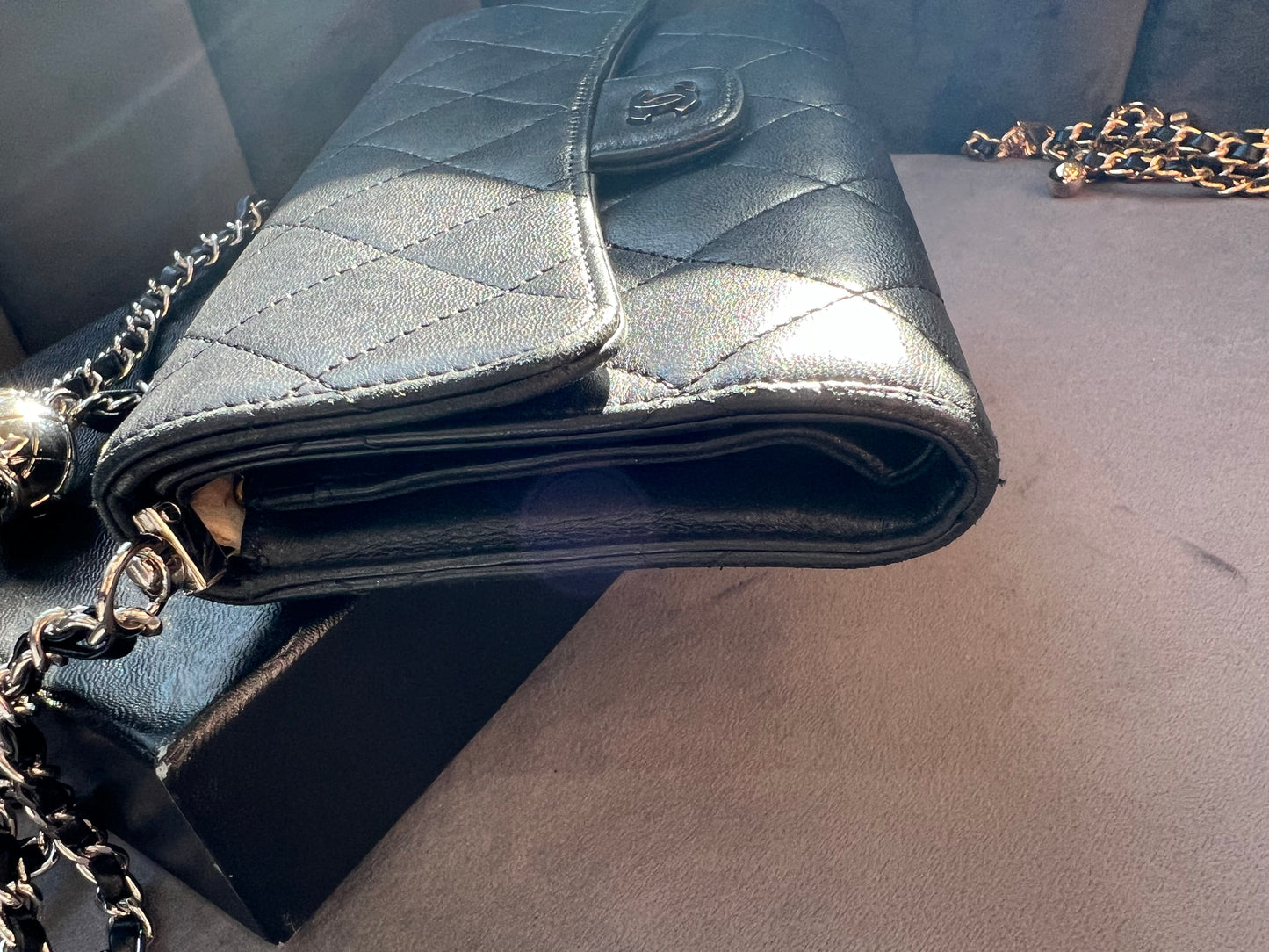 Matelasse quilted Chanel timeless wallet on chain