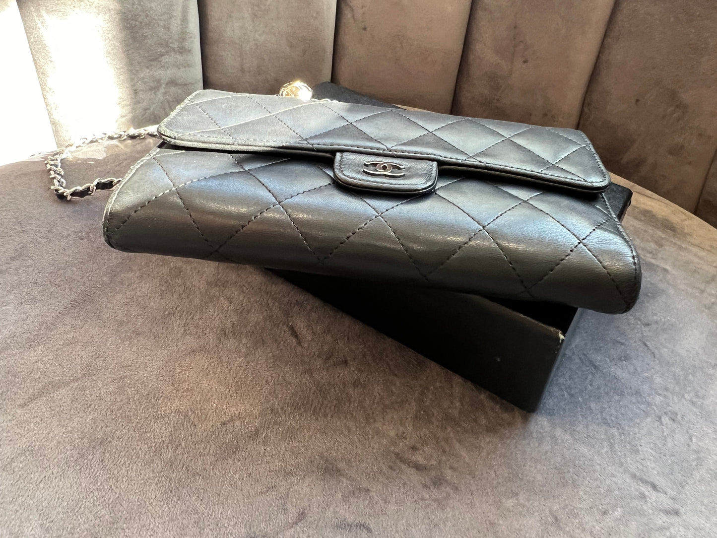 Matelasse quilted Chanel timeless wallet on chain