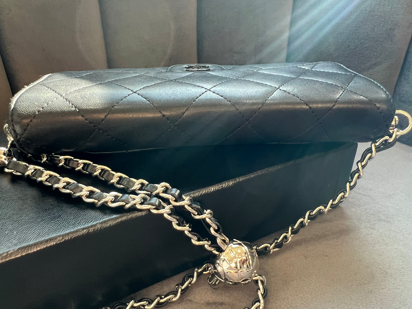 Matelasse quilted Chanel timeless wallet on chain